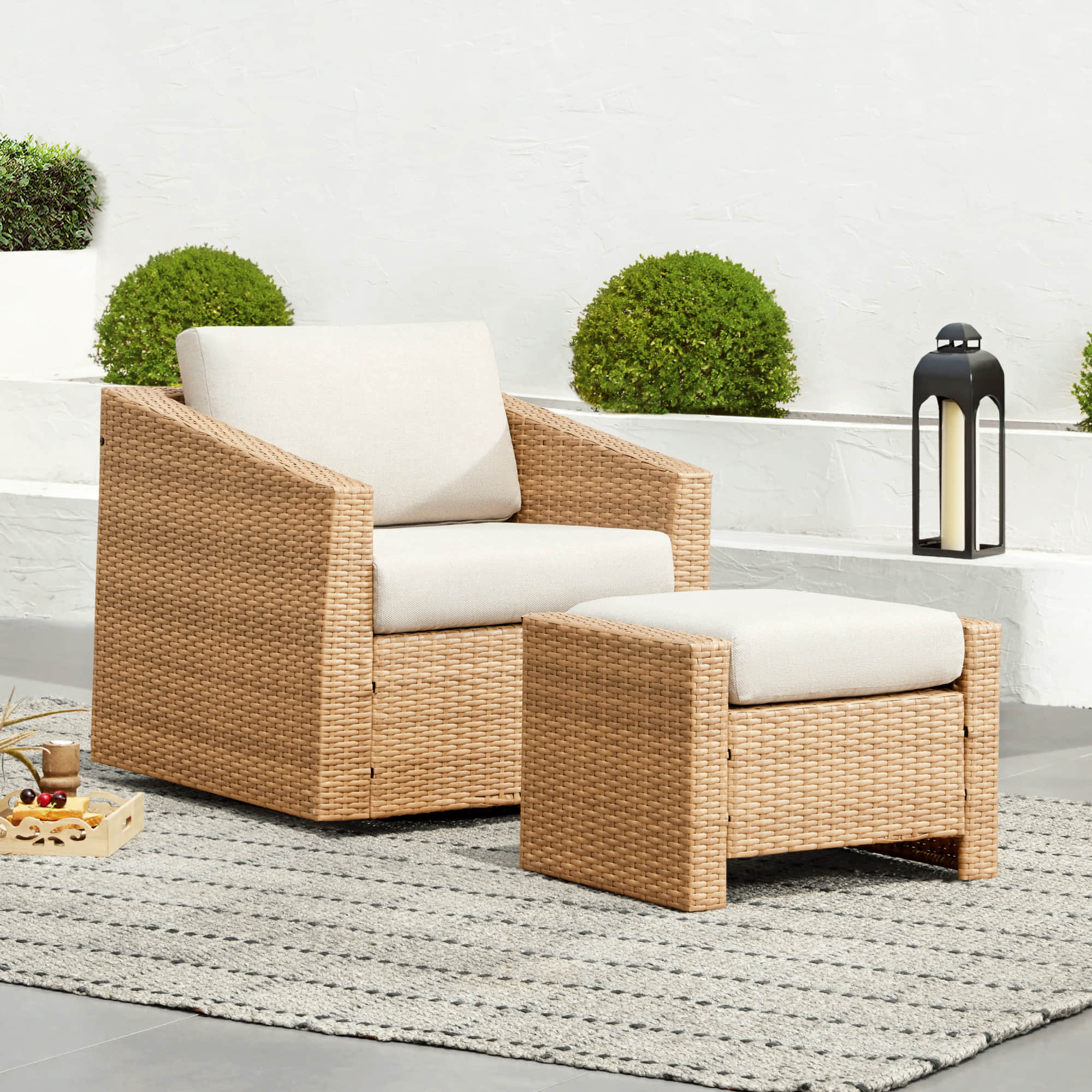 Calum Rattan Outdoor Ottoman - Image 27