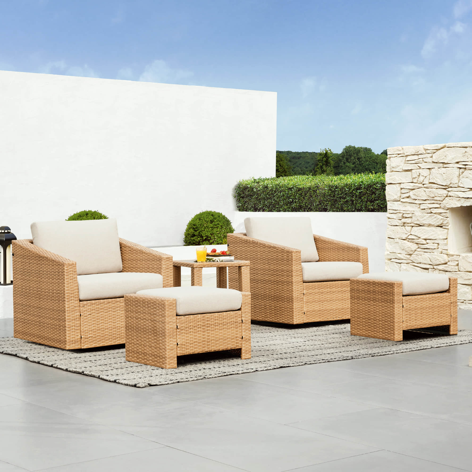 Calum Rattan Outdoor Ottoman - Image 28