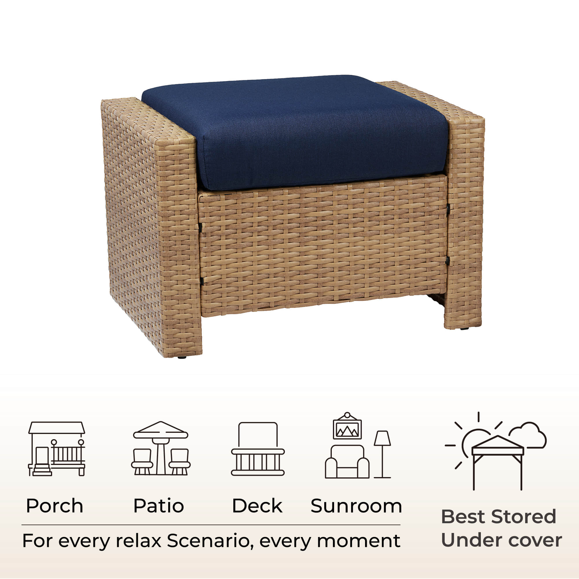 Calum Rattan Outdoor Ottoman - Image 29