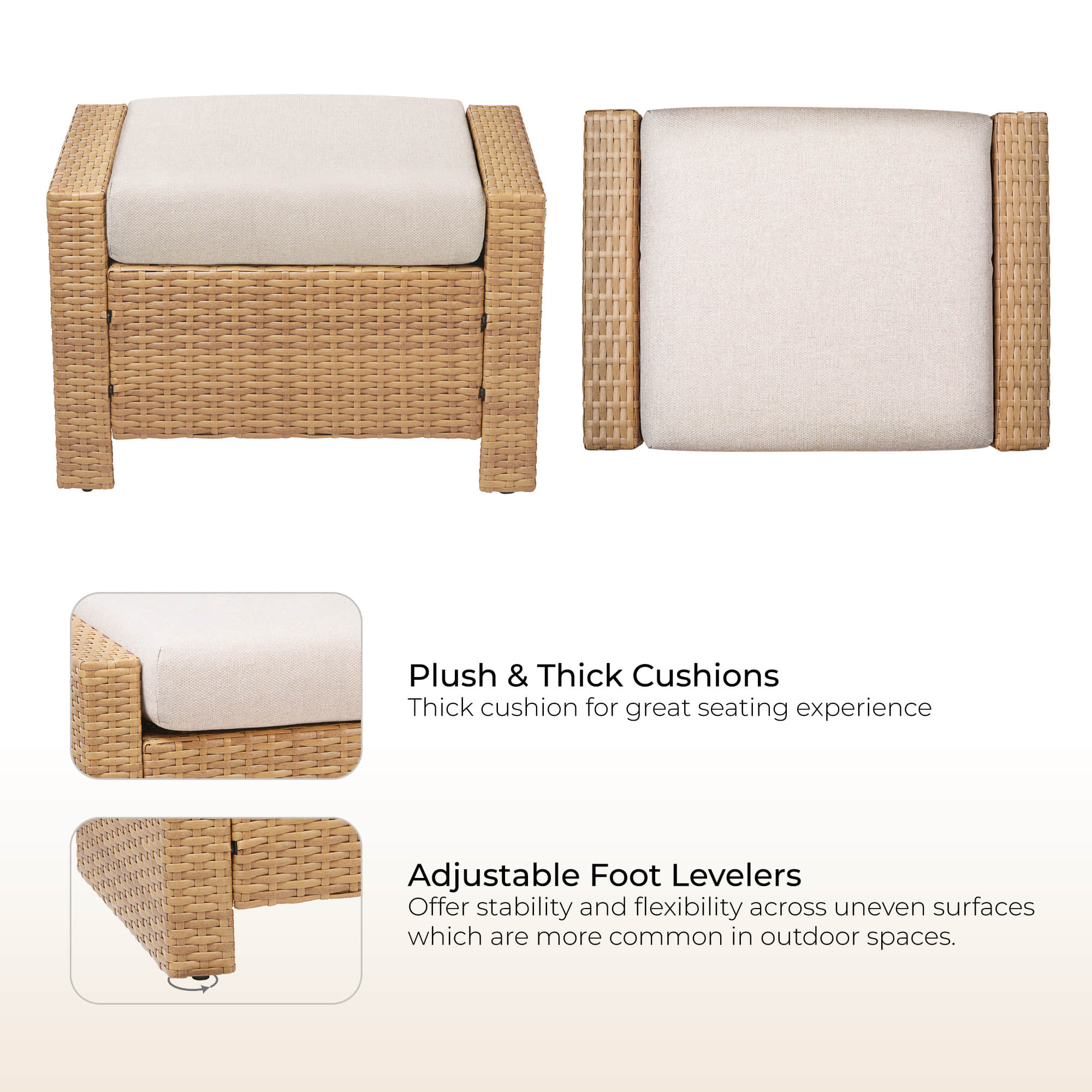 Calum Rattan Outdoor Ottoman - Image 3
