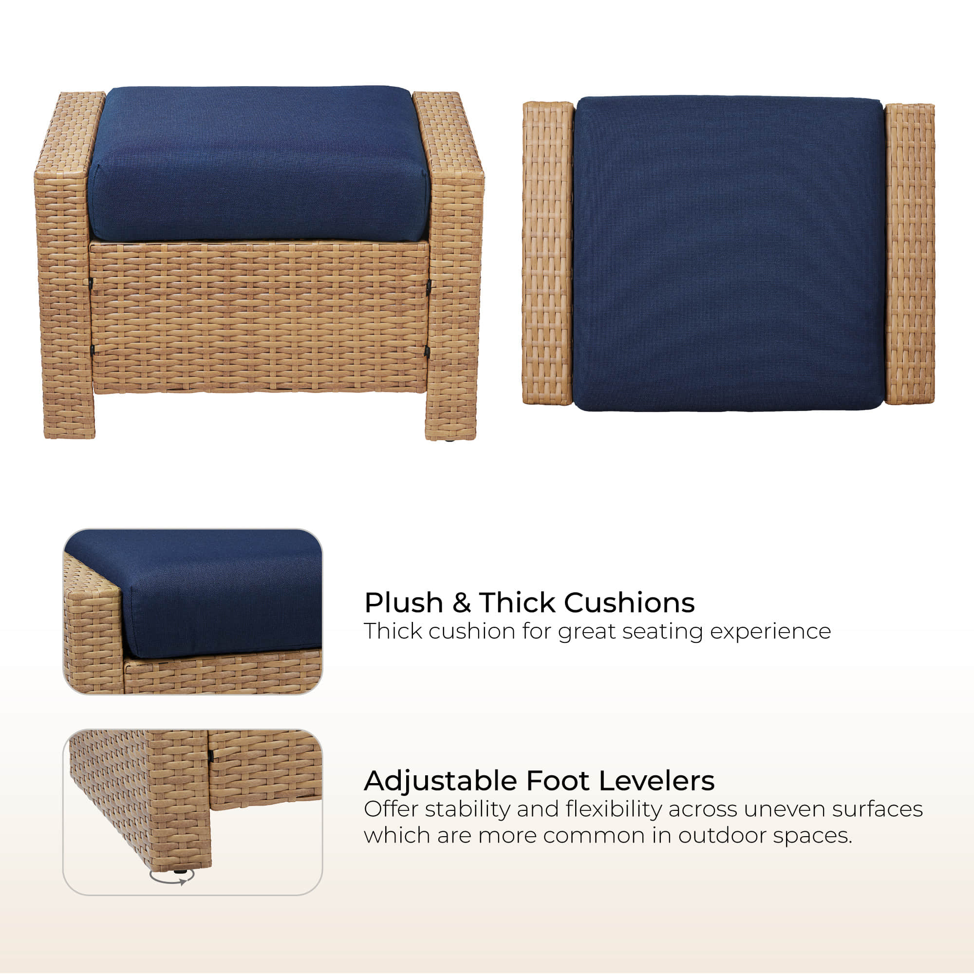 Calum Rattan Outdoor Ottoman - Image 30