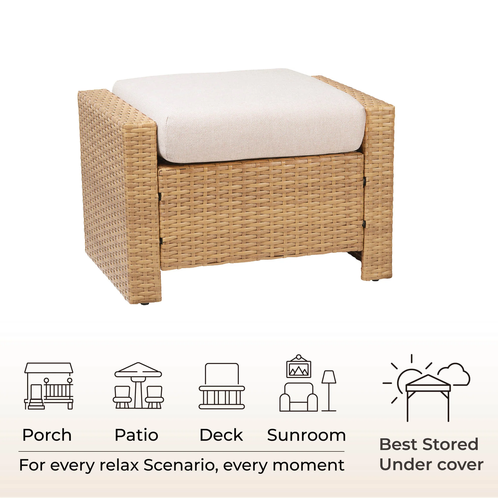 Calum Rattan Outdoor Ottoman - Image 4