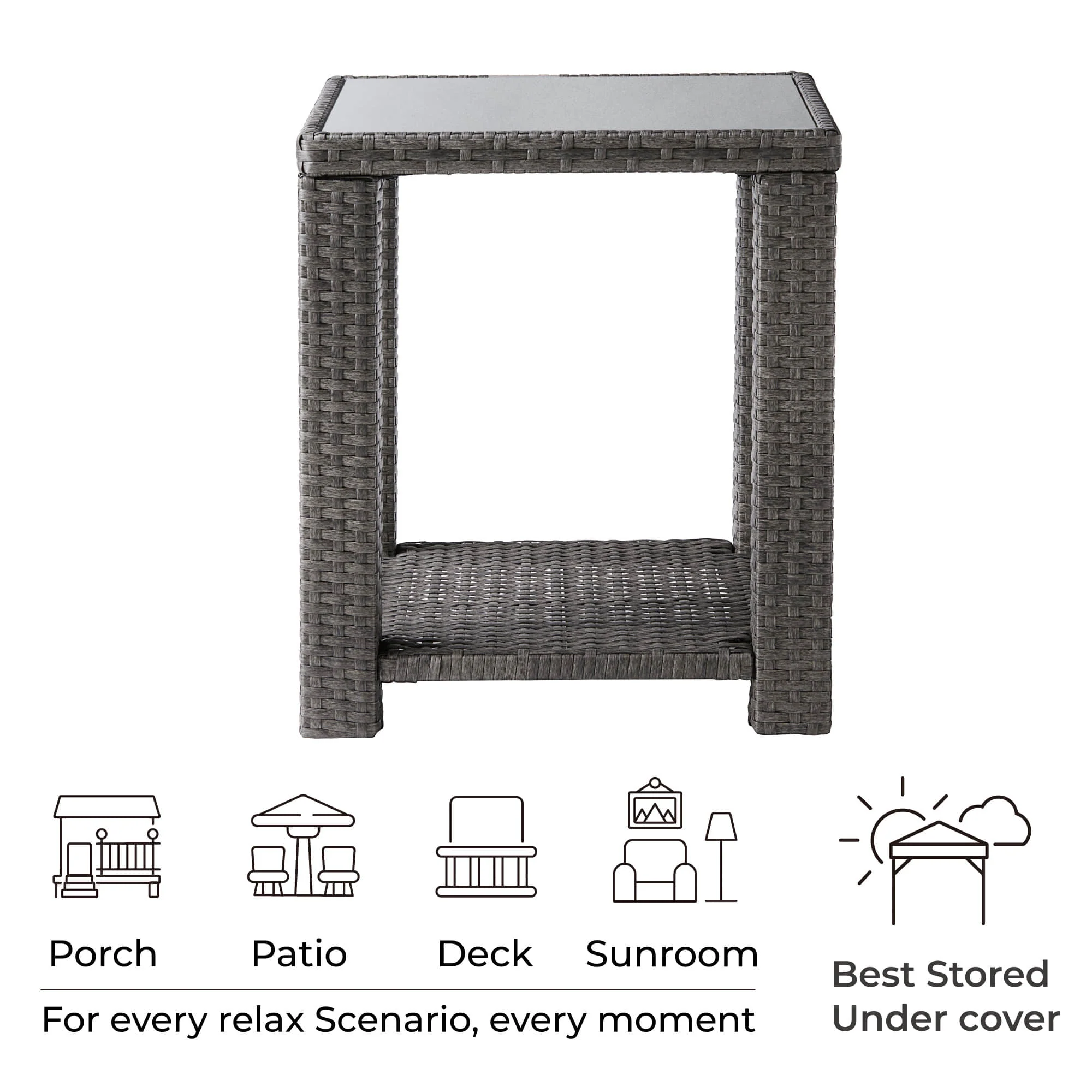 Calum Rattan Outdoor Side Table - Image 10
