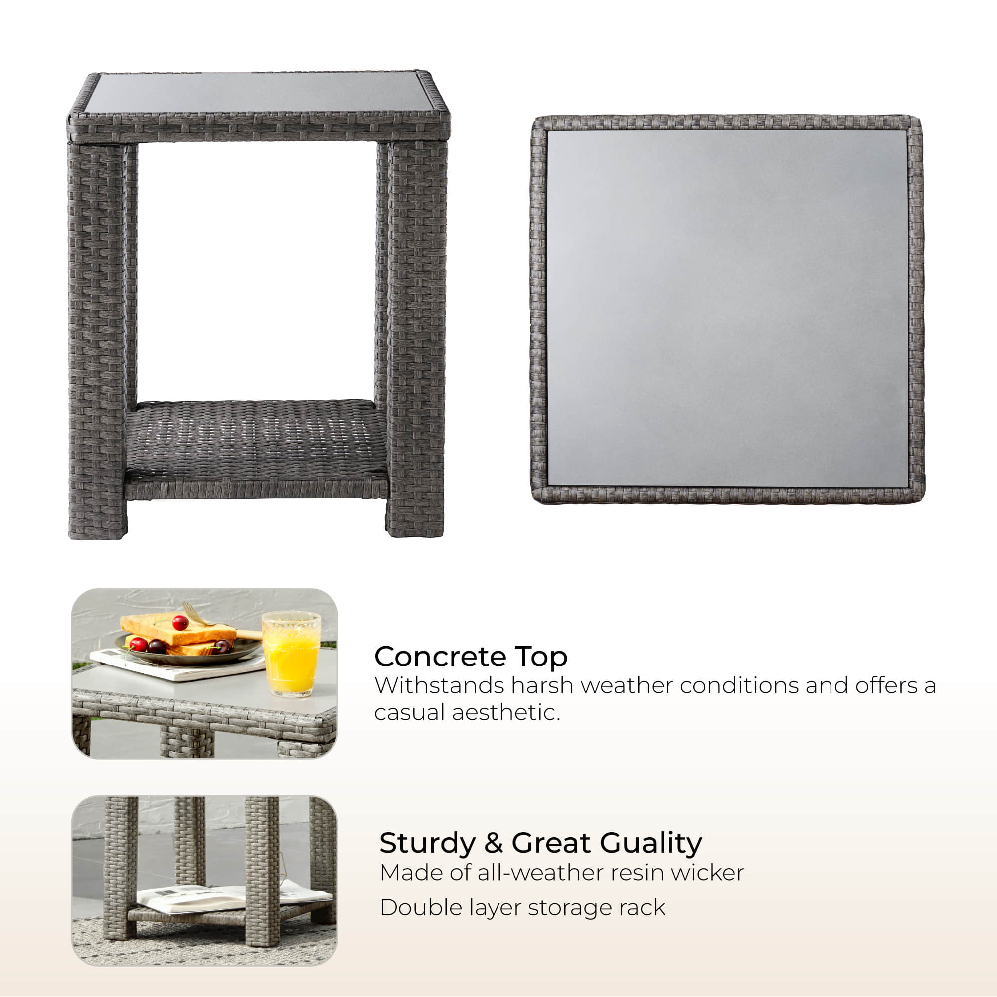 Calum Rattan Outdoor Side Table - Image 11