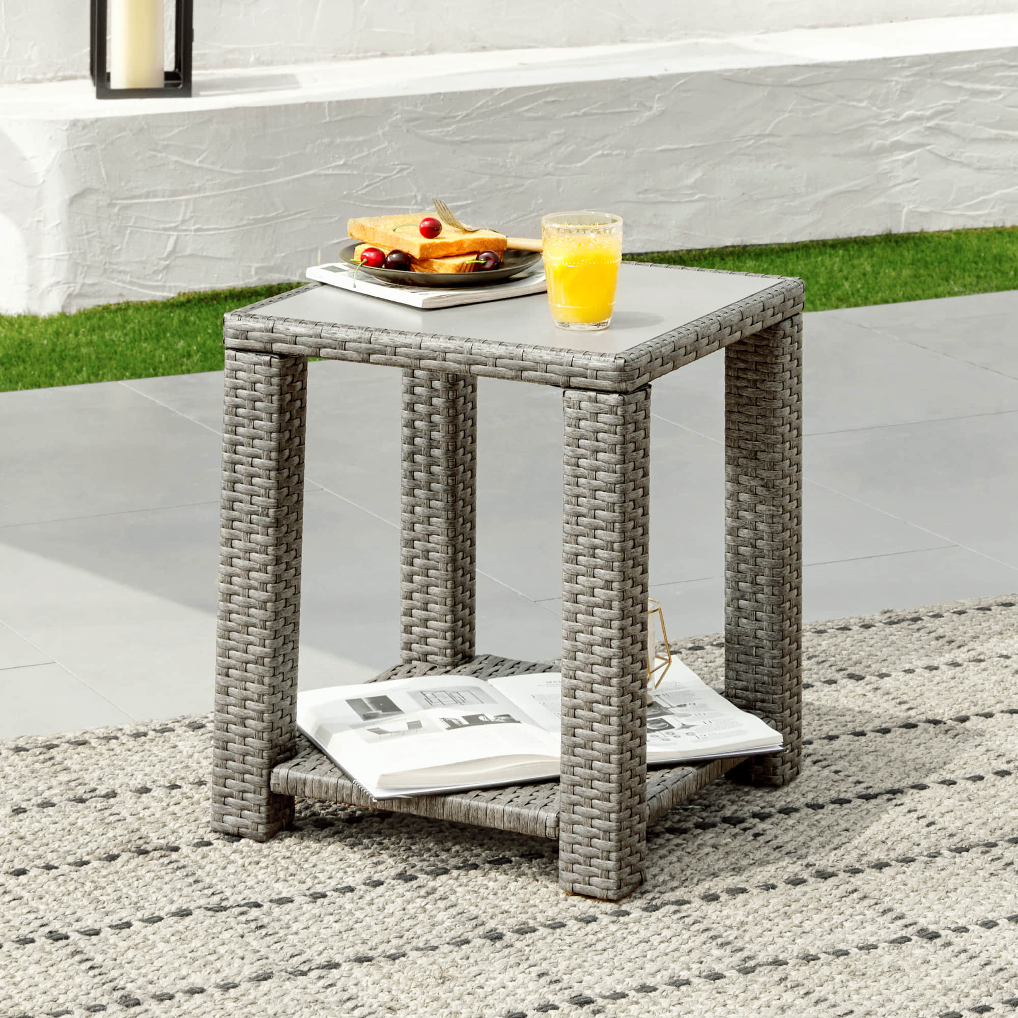 Calum Rattan Outdoor Side Table - Image 9