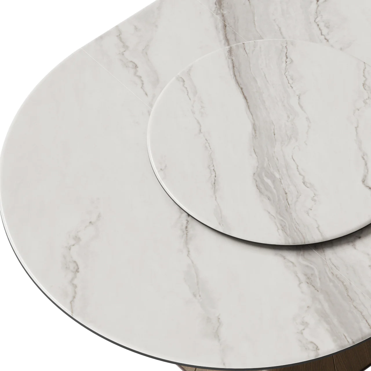 Camila Extendable Sintered Stone Dining Table with Lazy Susan, 24.8"-52.9" - Image 5