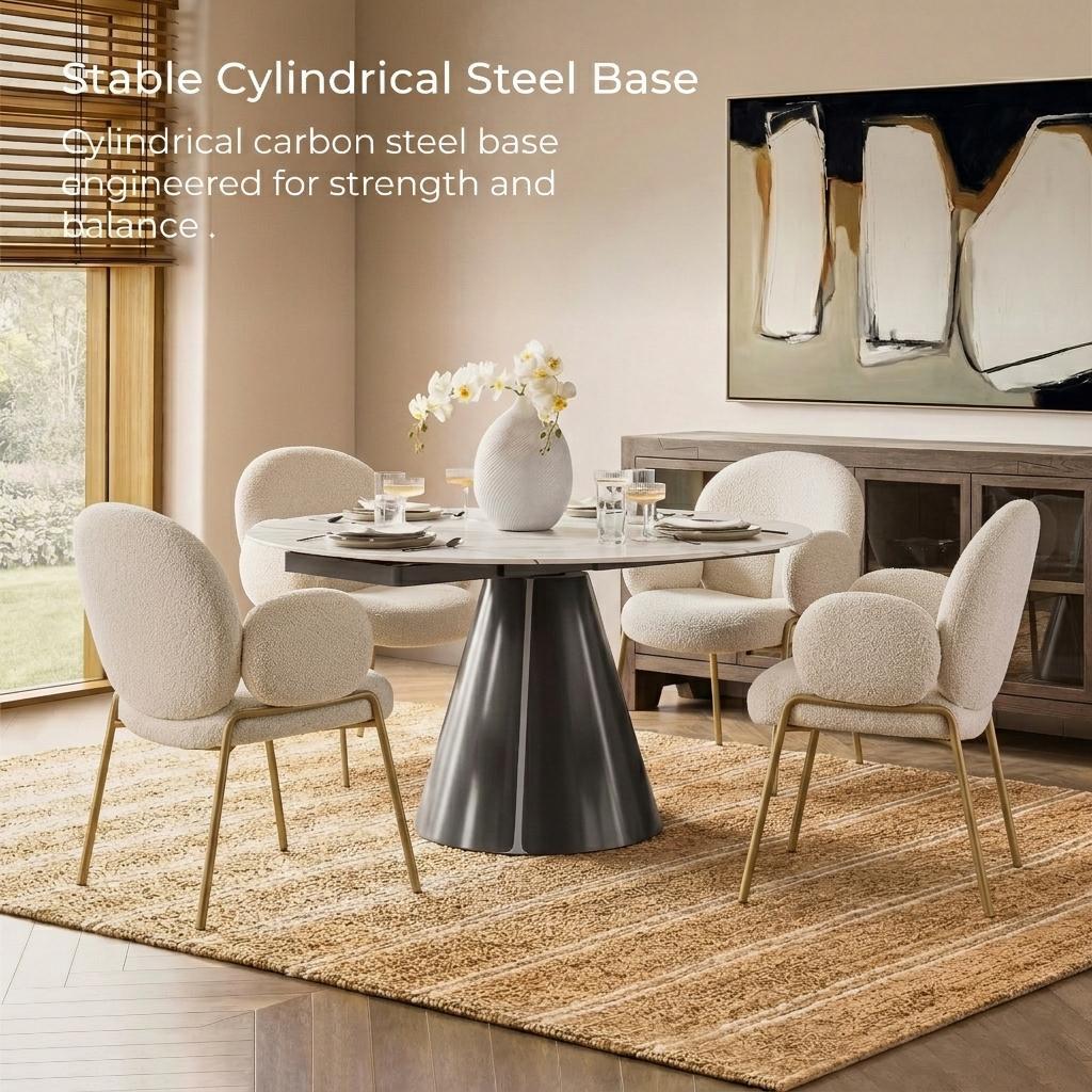 Camila Round Extendable Sintered Stone Dining Table,33.4"-51.1" - Image 3