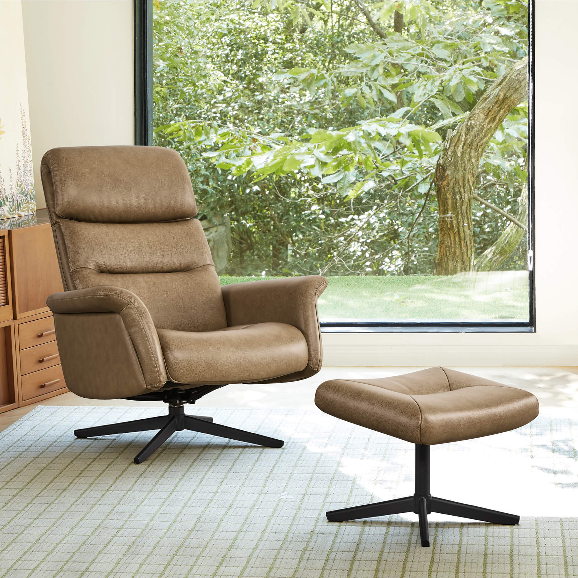 Cary Genuine Leather Swivel Reclining Chair & Ottoman - Image 13