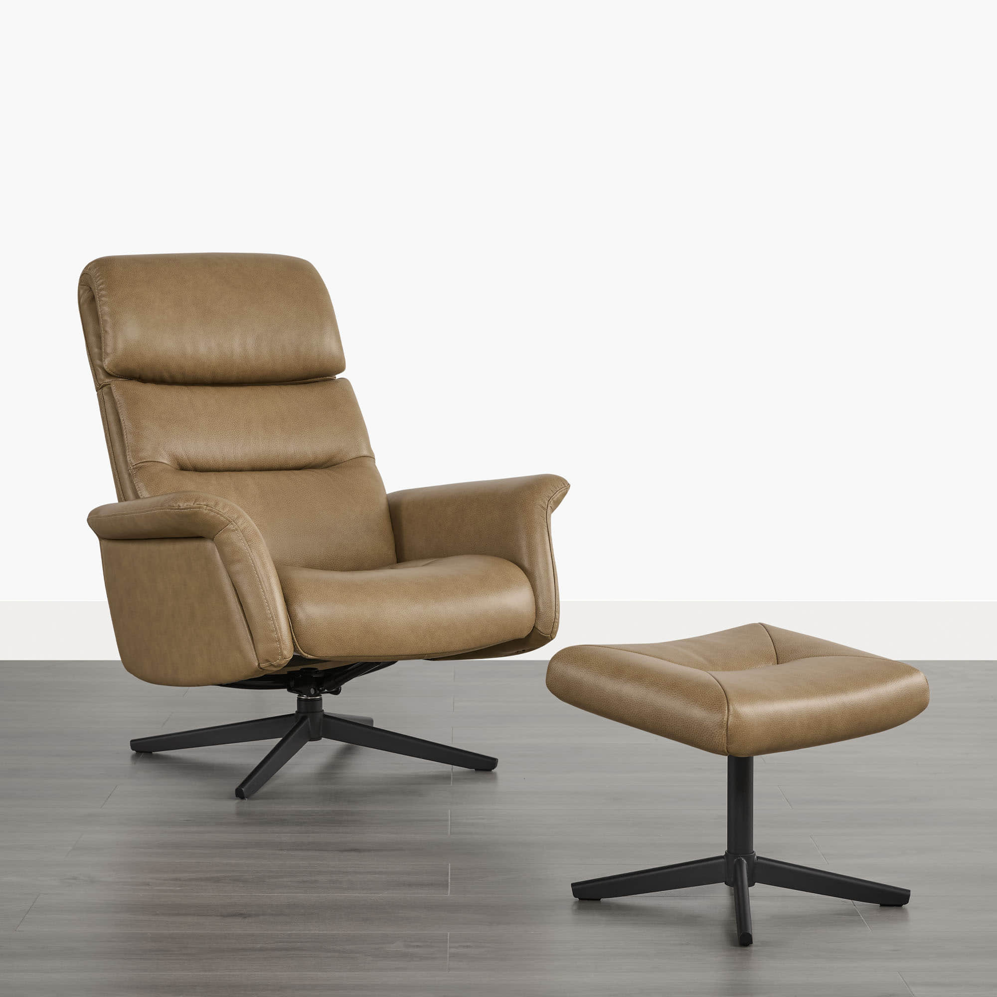 Cary Genuine Leather Swivel Reclining Chair & Ottoman - Image 47
