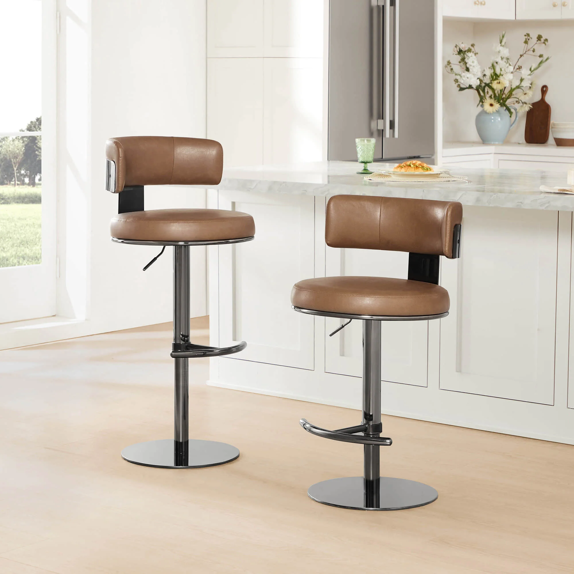Cayla Modern Adjustable Height Swivel Barstool - Image 34