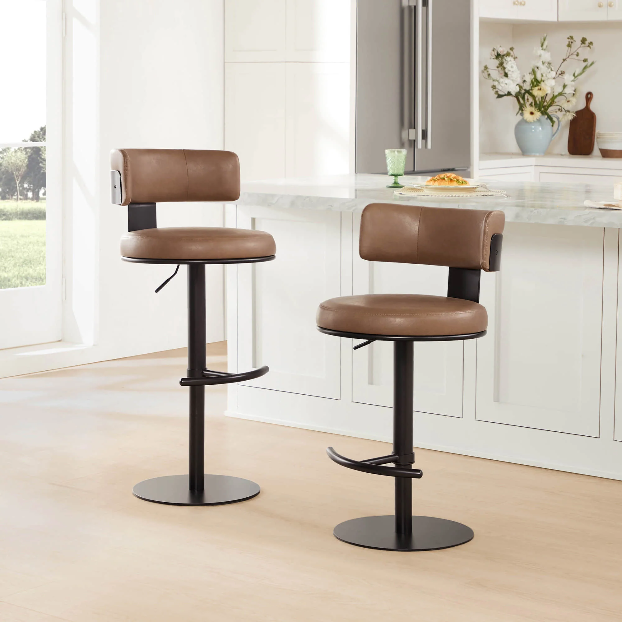 Cayla Modern Adjustable Height Swivel Barstool - Image 5