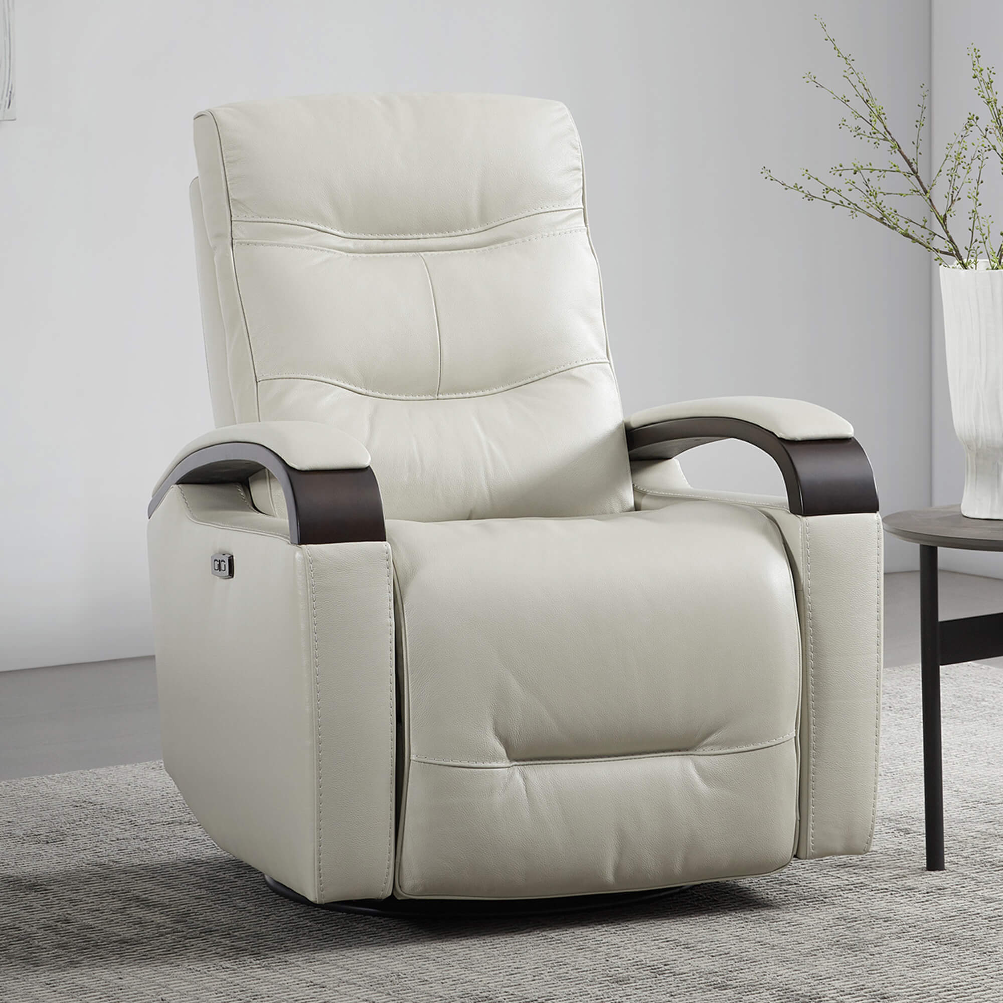 Gentry Leather Power Swivel Glider Recliner with Charging Port - Image 27