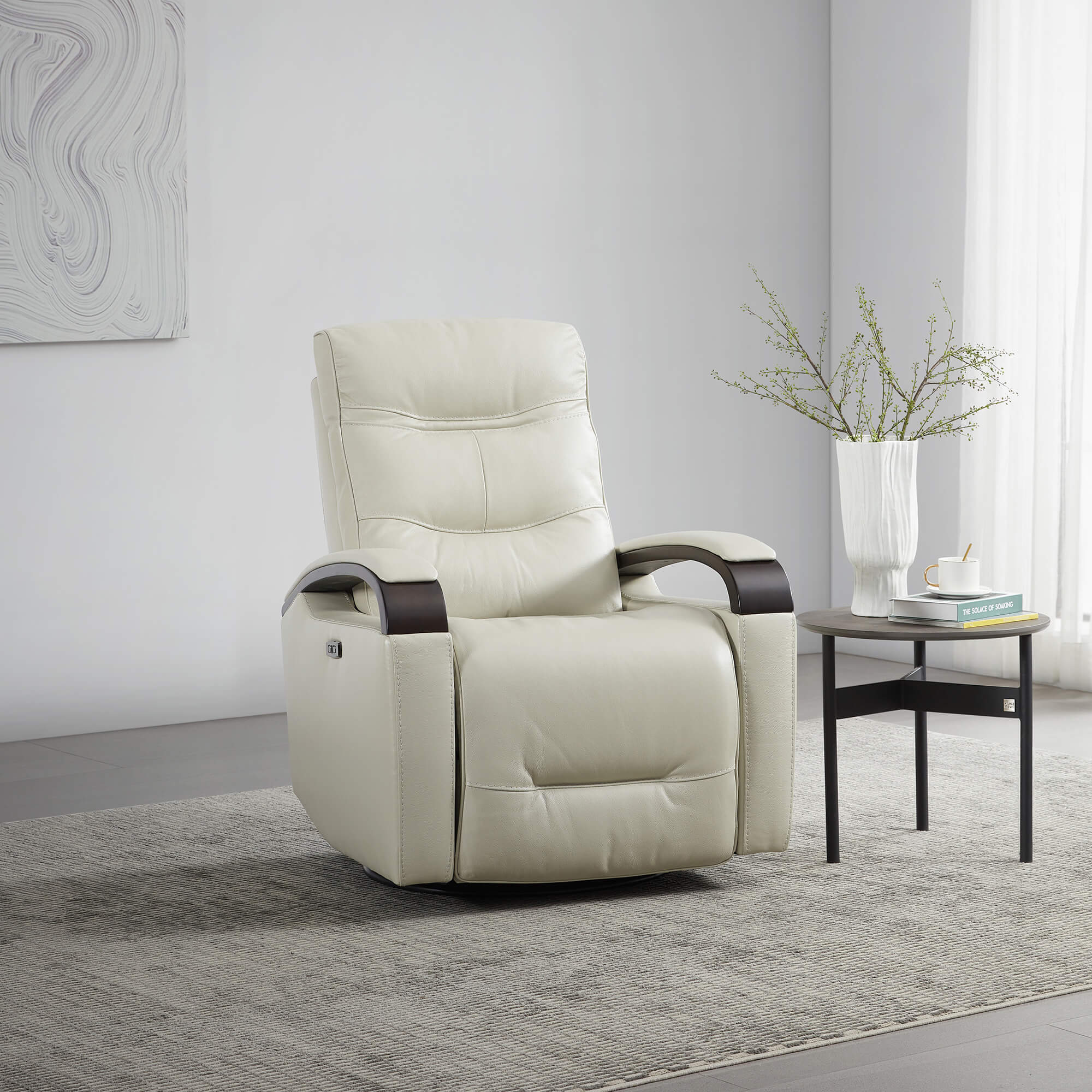 Gentry Leather Power Swivel Glider Recliner with Charging Port - Image 28