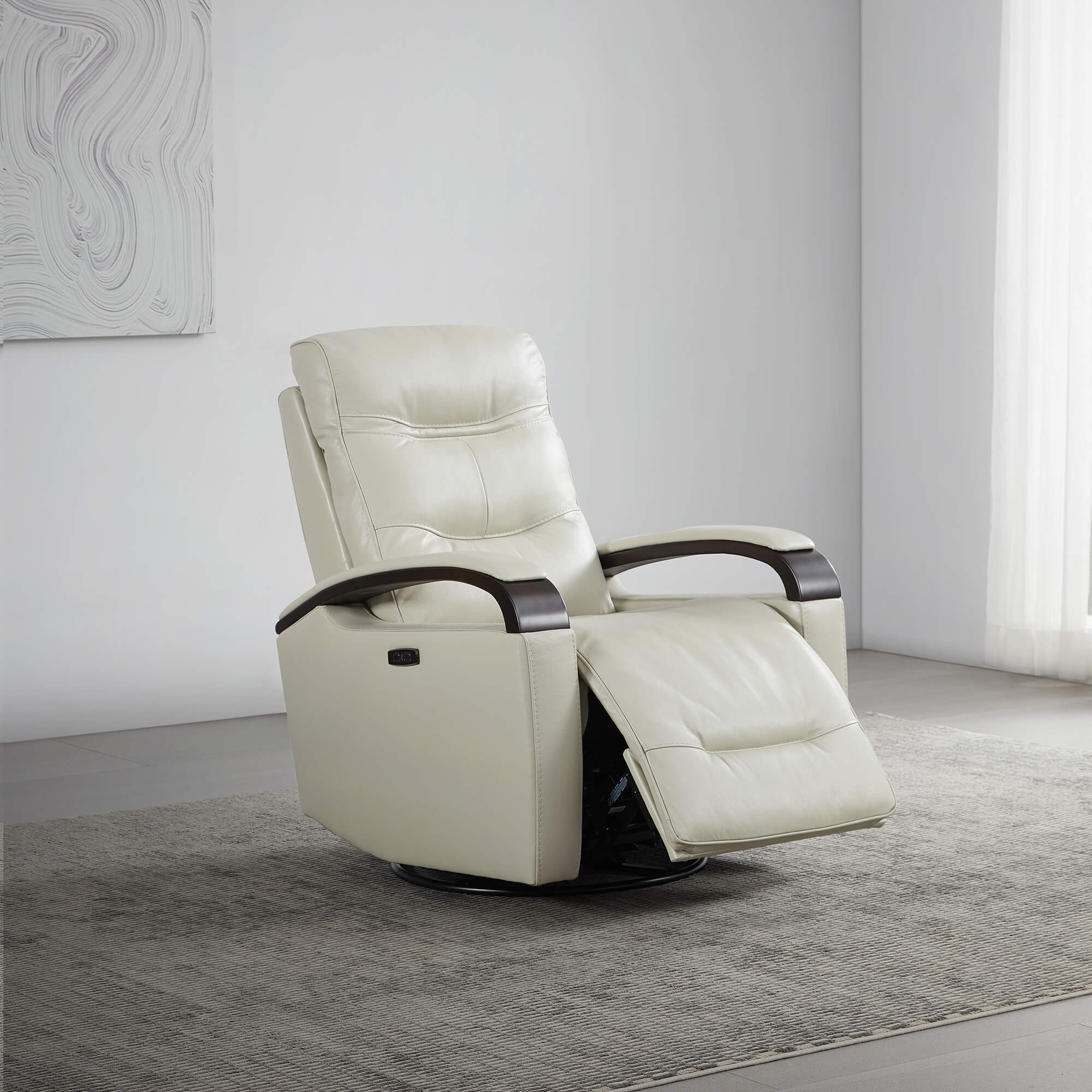 Gentry Leather Power Swivel Glider Recliner with Charging Port - Image 30