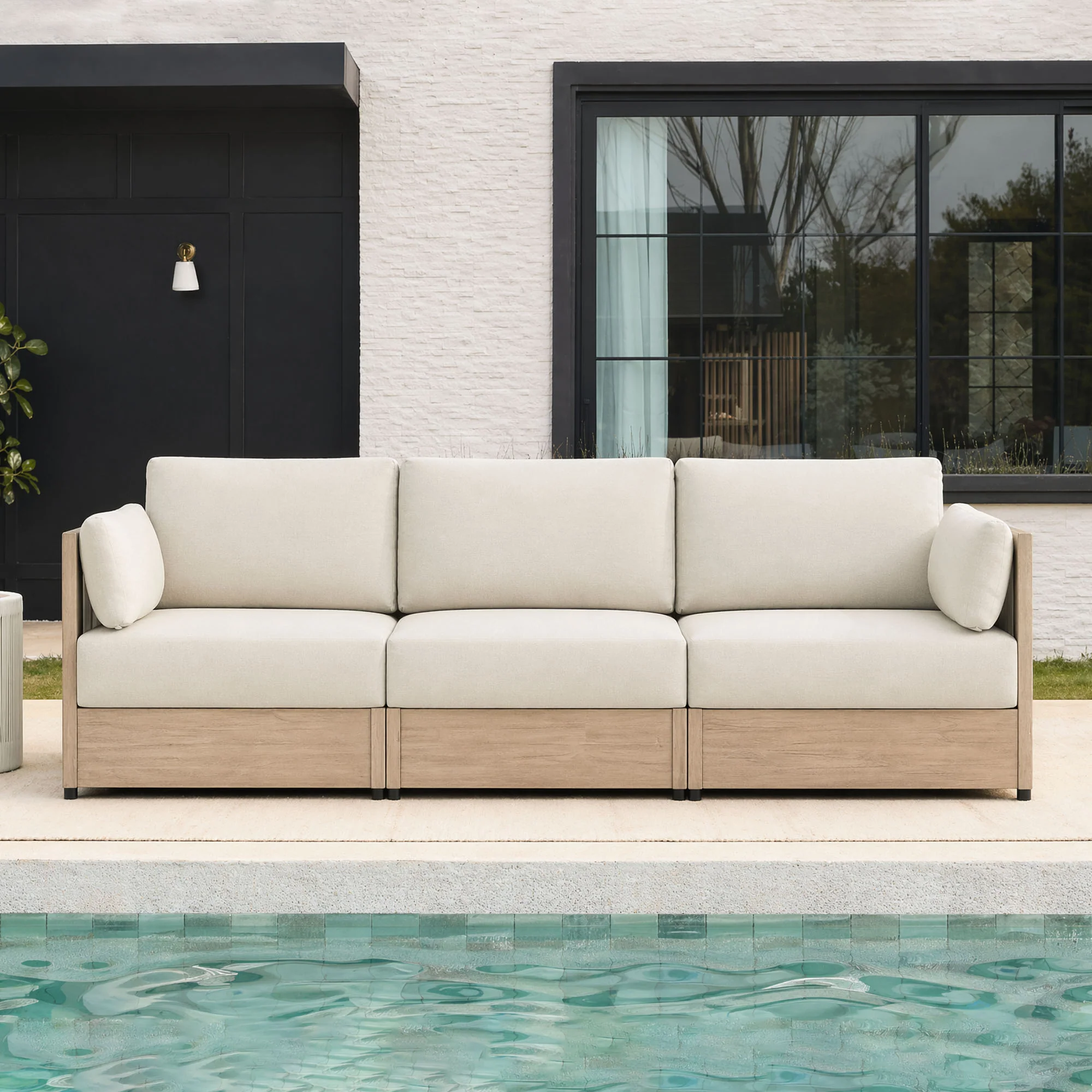 Clover Acacia Wood Rope Outdoor 3-Seat Modular Sofa - Image 3