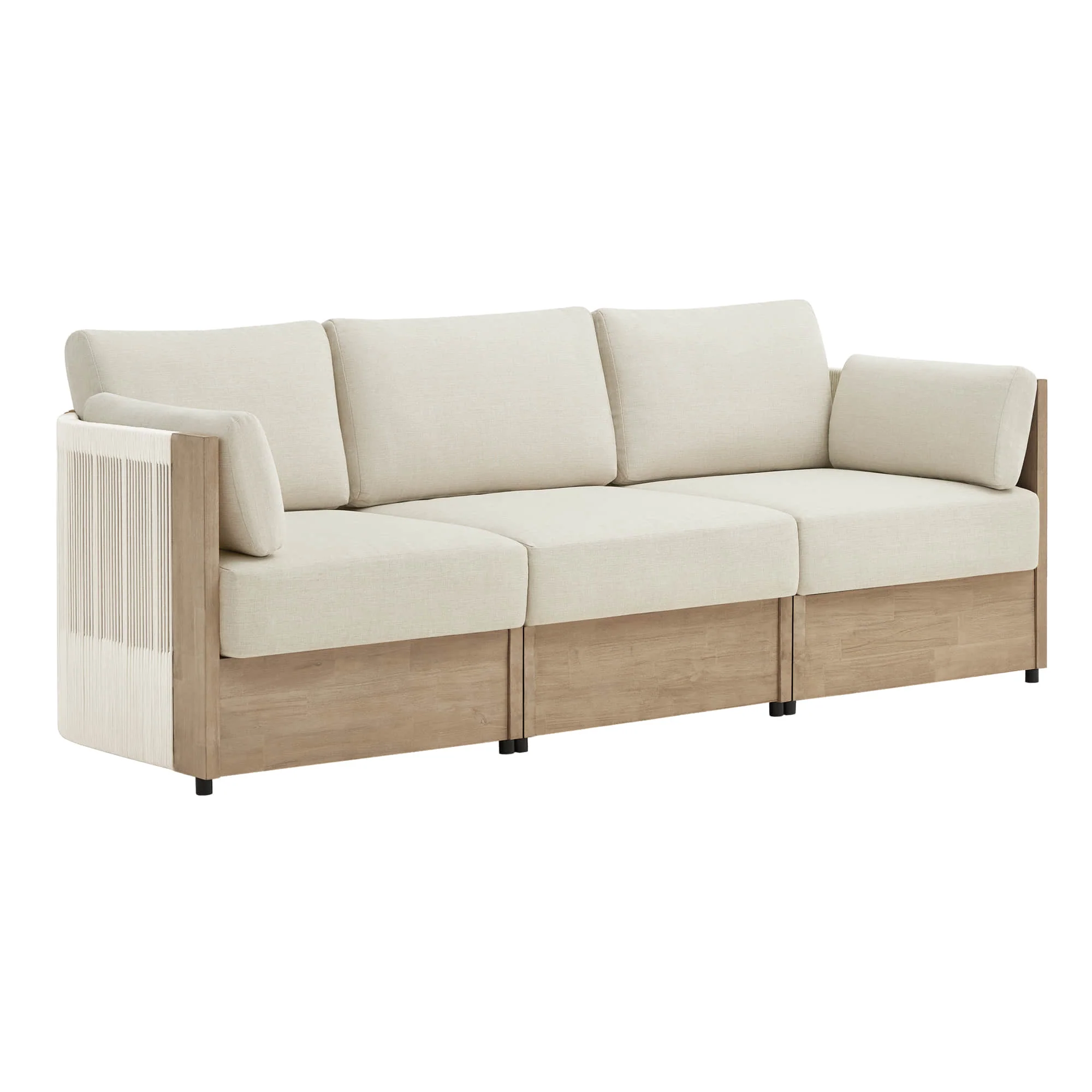 Clover Acacia Wood Rope Outdoor 3-Seat Modular Sofa - Image 6
