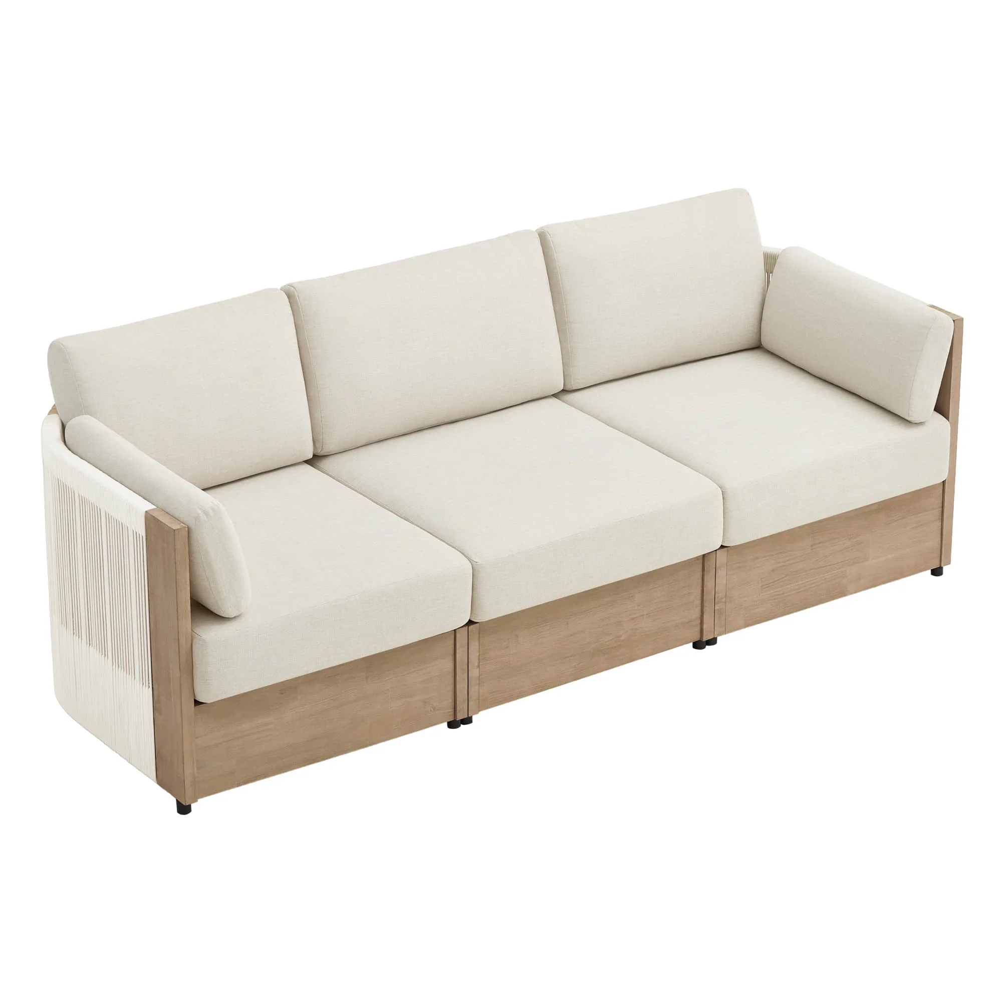Clover Acacia Wood Rope Outdoor 3-Seat Modular Sofa - Image 7