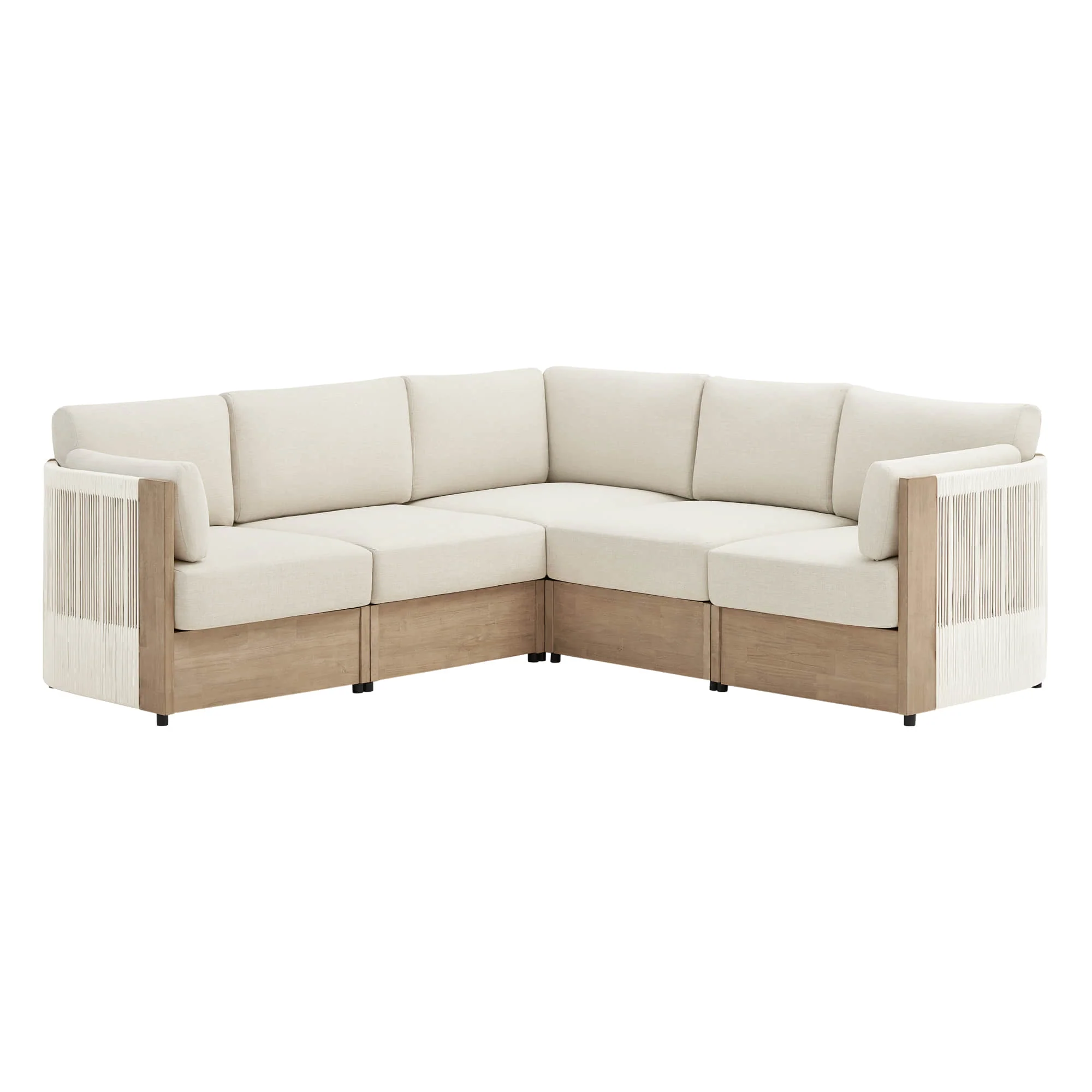 Clover Acacia Wood Rope Outdoor 5-Seat Modular Sofa - Image 4