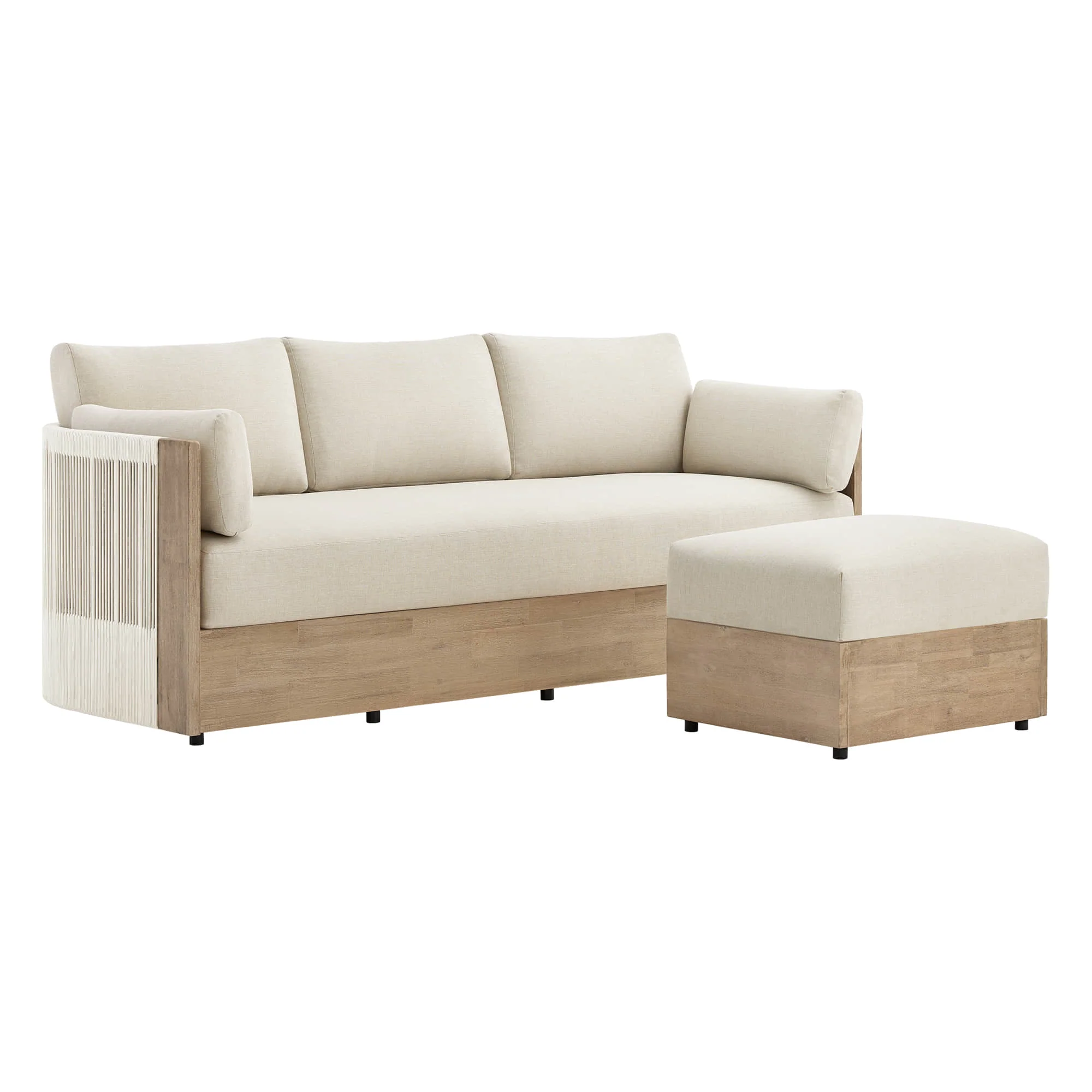 Clover Acacia Wood Rope Outdoor Fully-assembled 3-Seater Sofa - Image 18