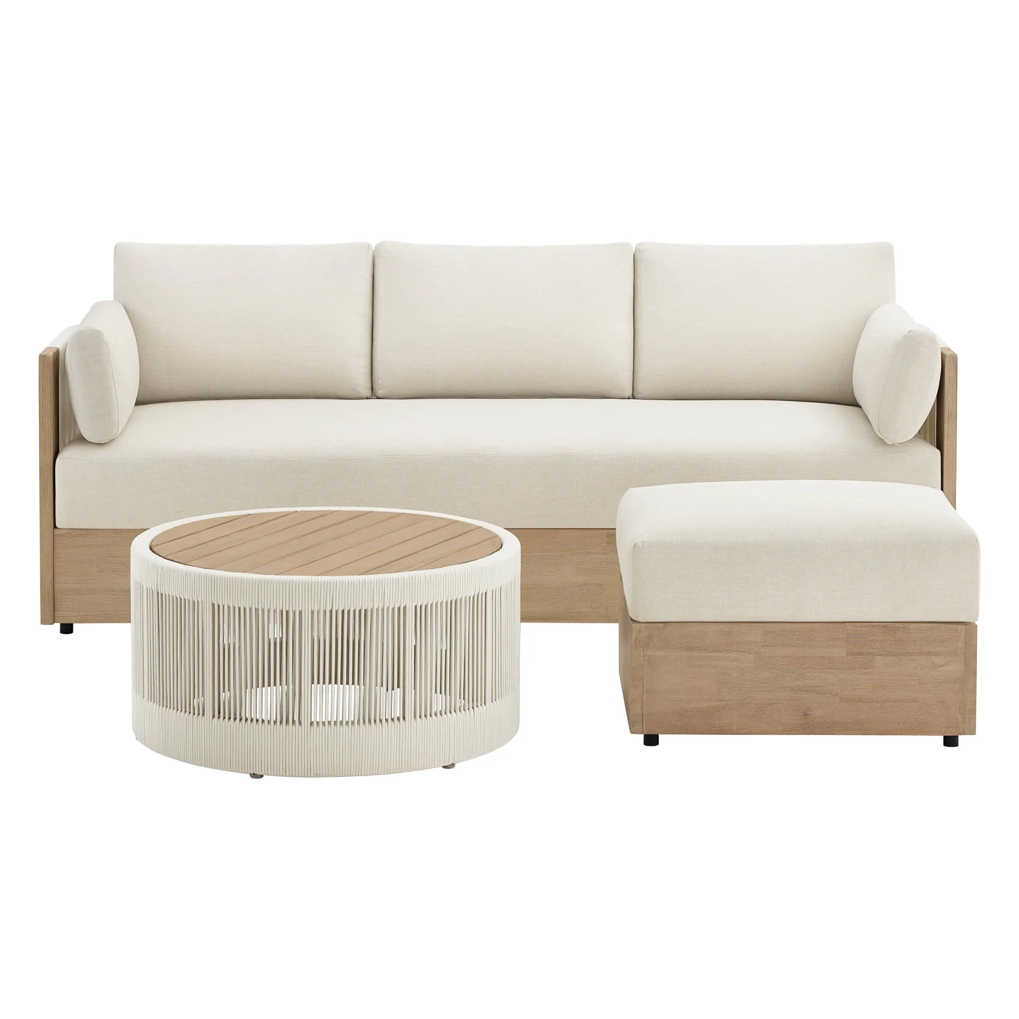 Clover Acacia Wood Rope Outdoor Fully-assembled 3-Seater Sofa - Image 22