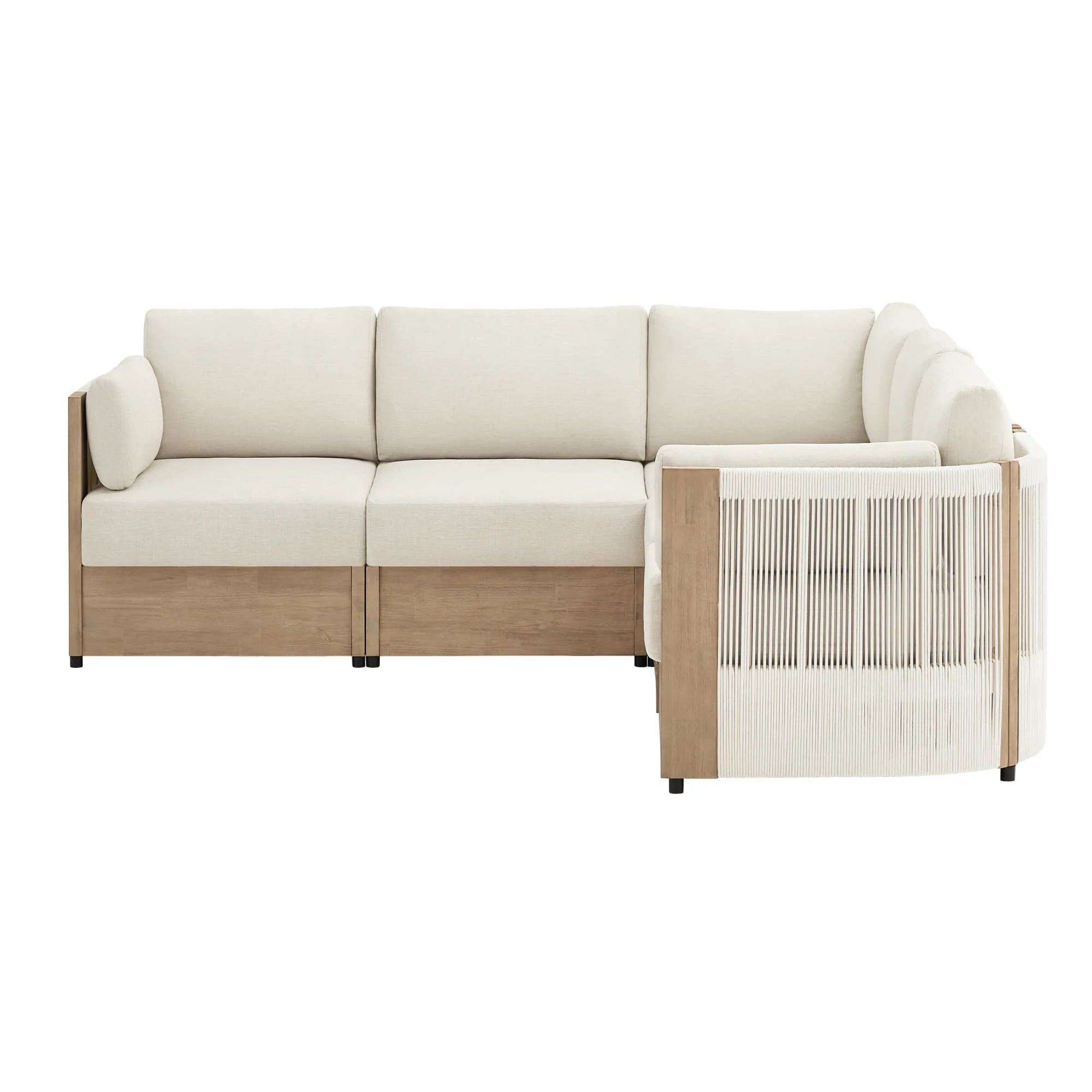 Clover Acacia Wood Rope Outdoor Modular Sectional Set - Image 11