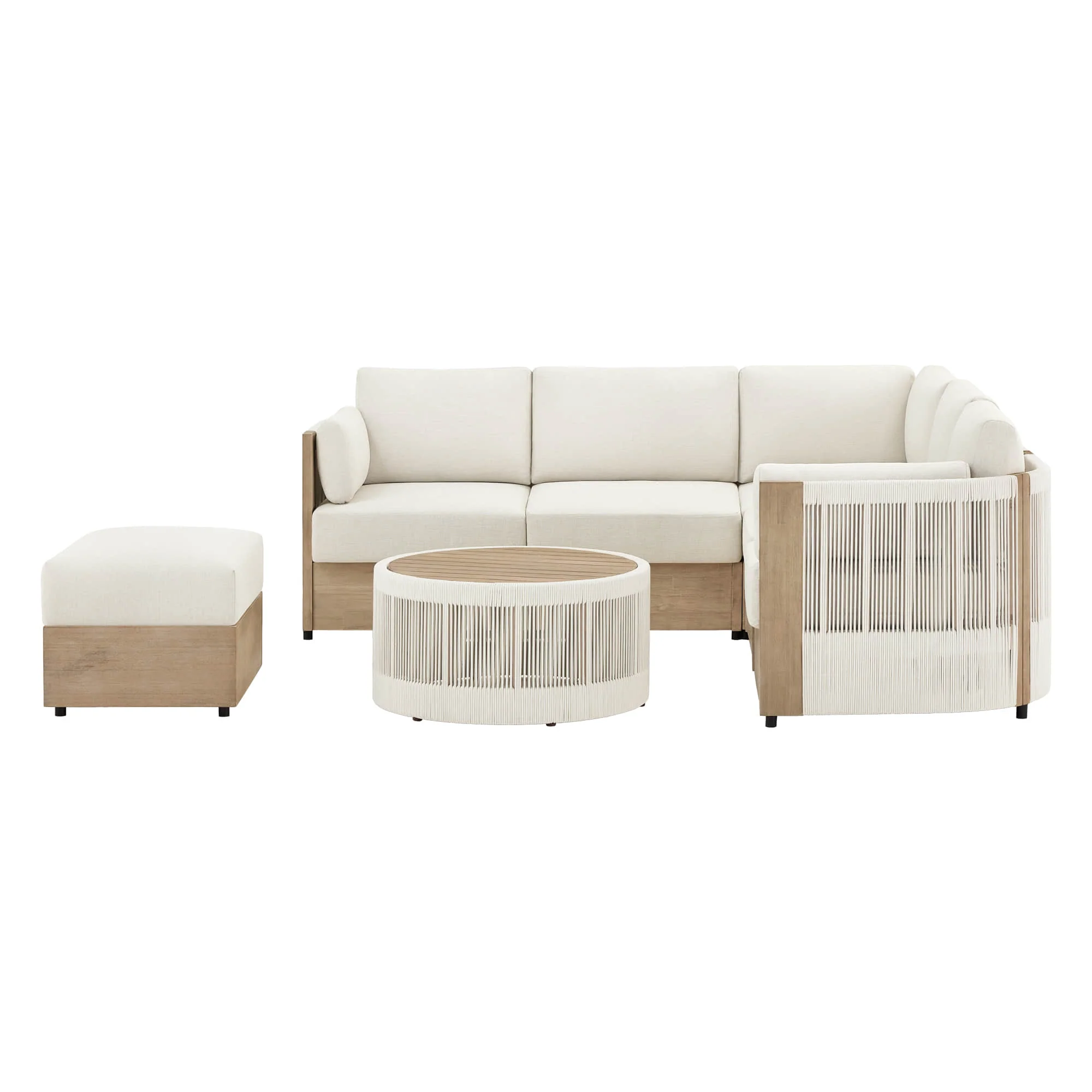 Clover Acacia Wood Rope Outdoor Modular Sectional Set - Image 14
