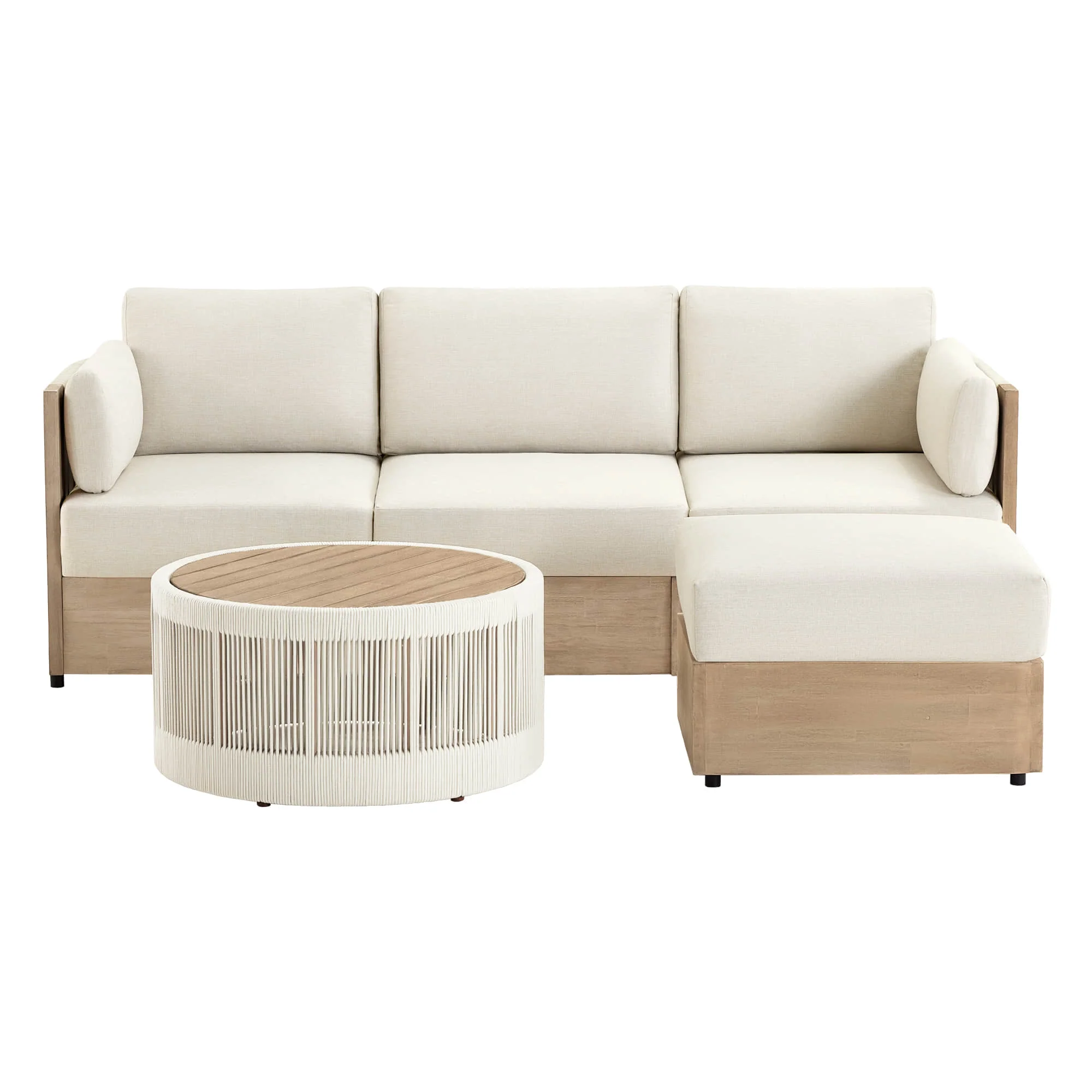 Clover Acacia Wood Rope Outdoor Modular Sofa Set - Image 15