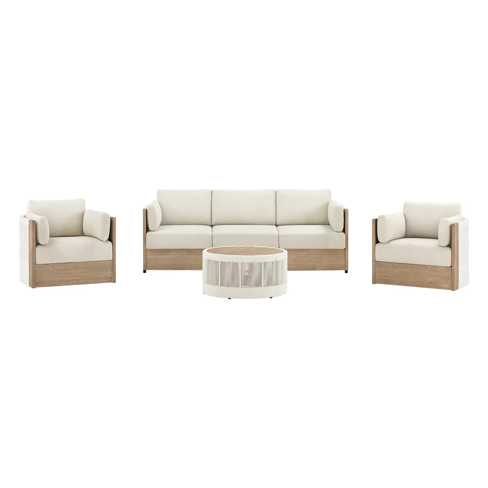 Clover Acacia Wood Rope Outdoor Modular Sofa Set - Image 18
