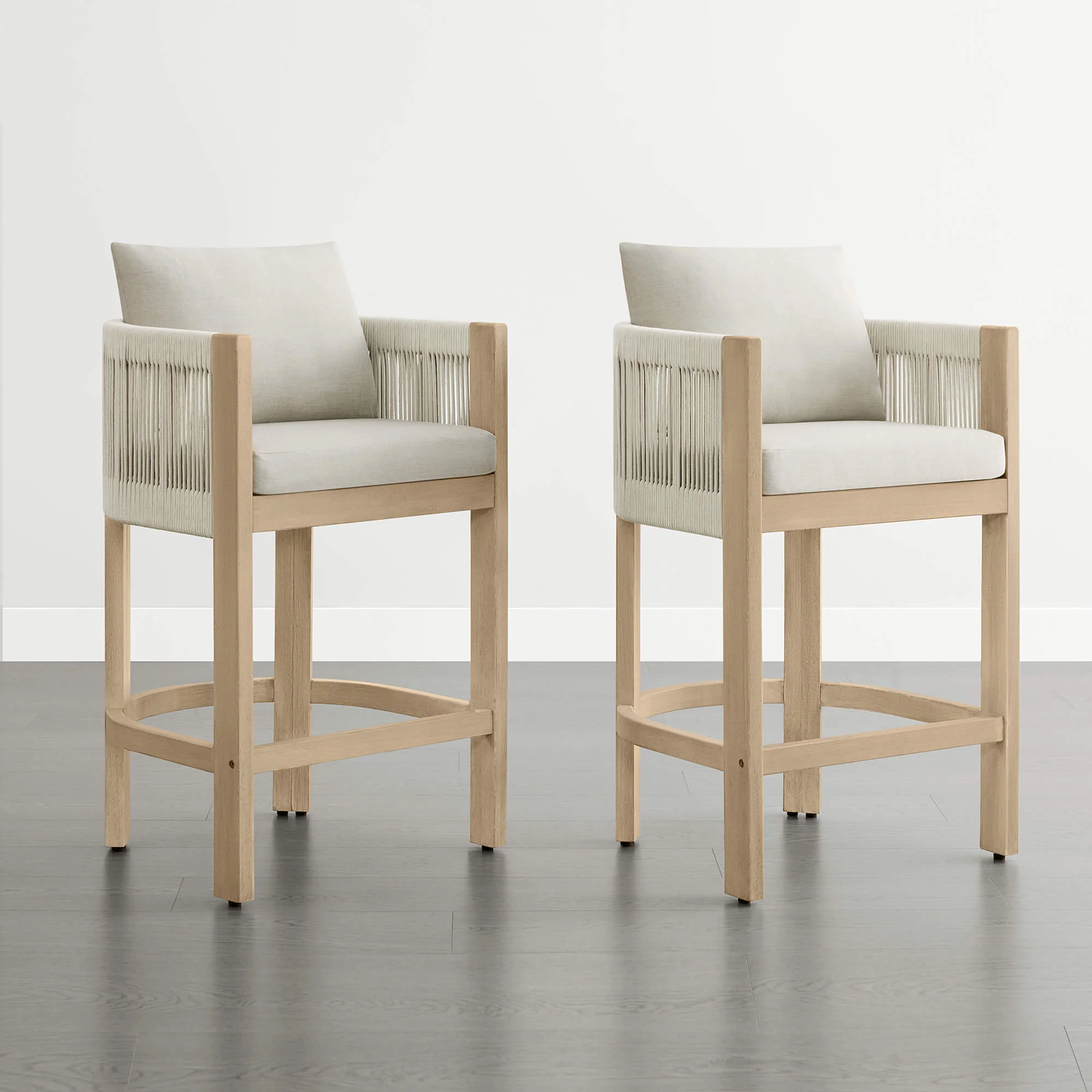 Clover Boho Acacia Wood Rope Indoor & Outdoor Counter Stool - Image 8