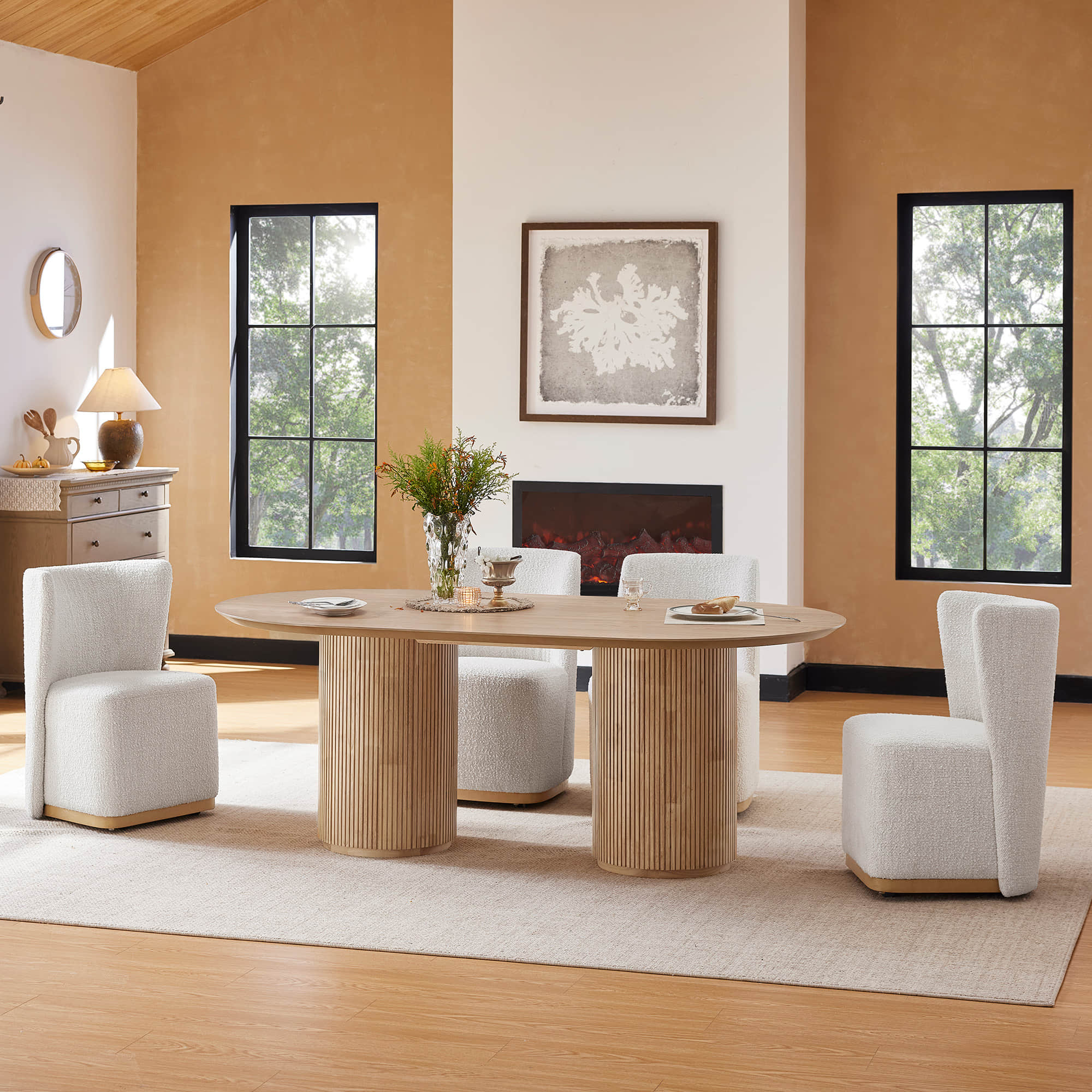 Coral Fluted Oval Wood Dining Table - Image 7