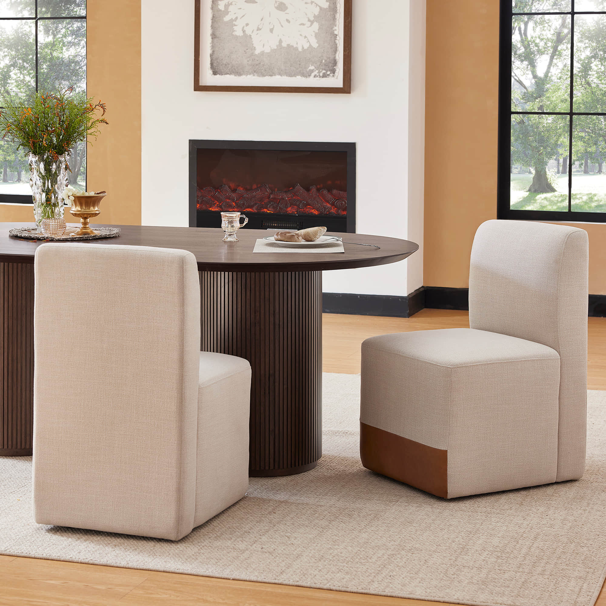 Coral Fluted Oval Wood Dining Table - Image 11
