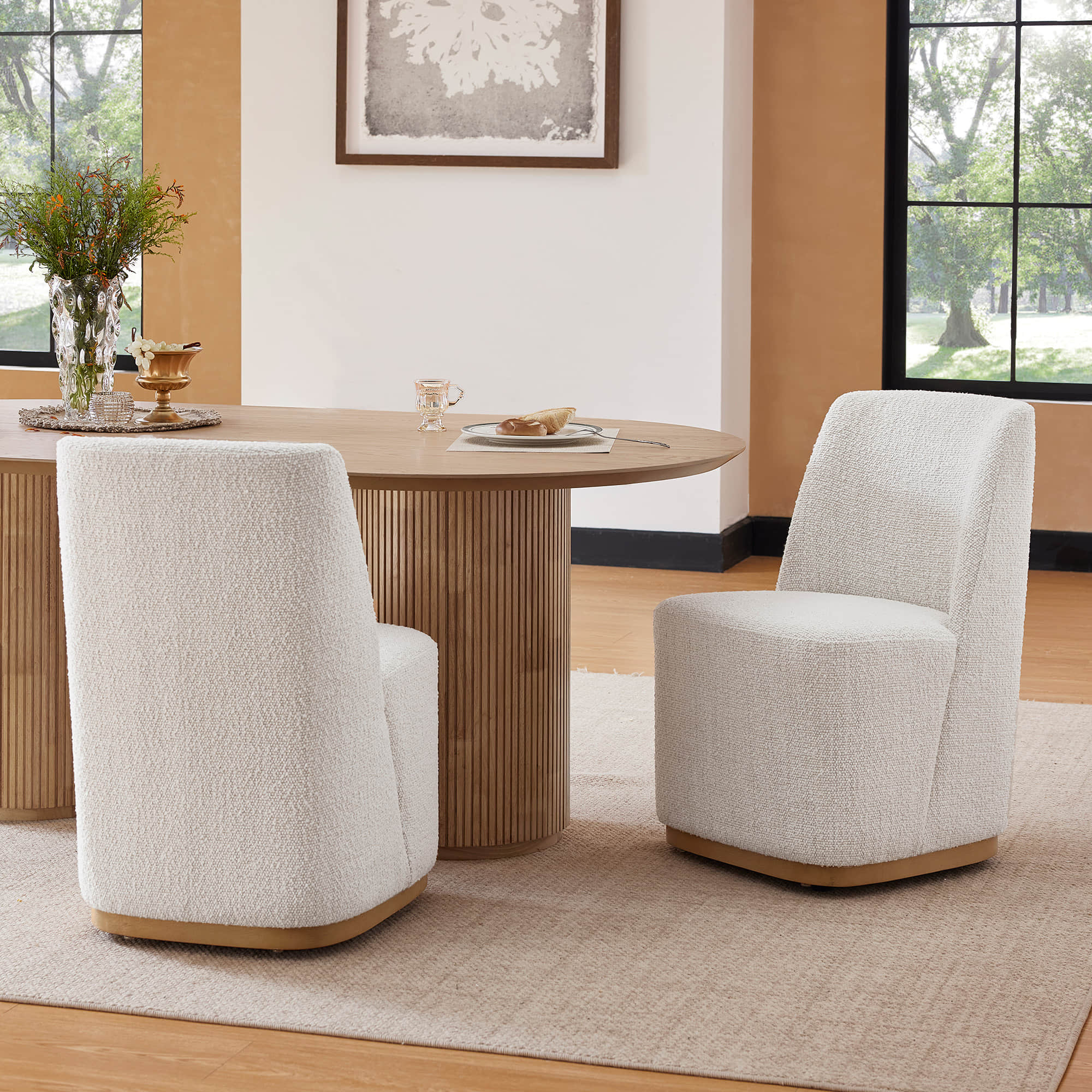 Coral Fluted Oval Wood Dining Table - Image 12