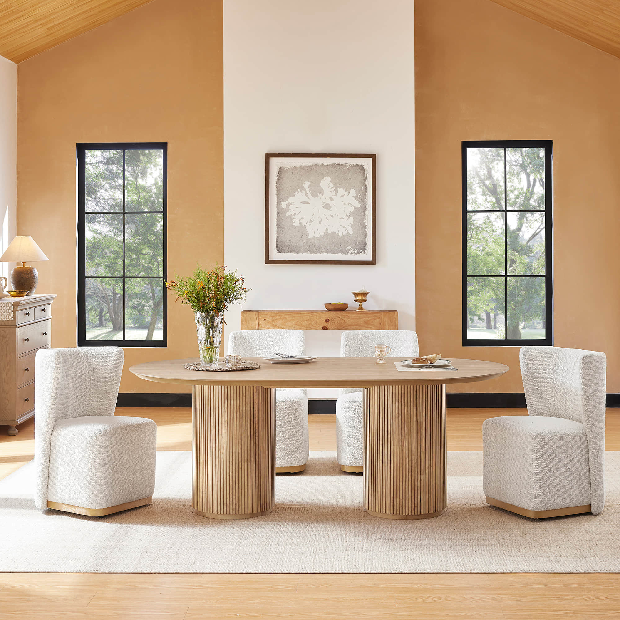 Coral Fluted Oval Wood Dining Table - Image 13