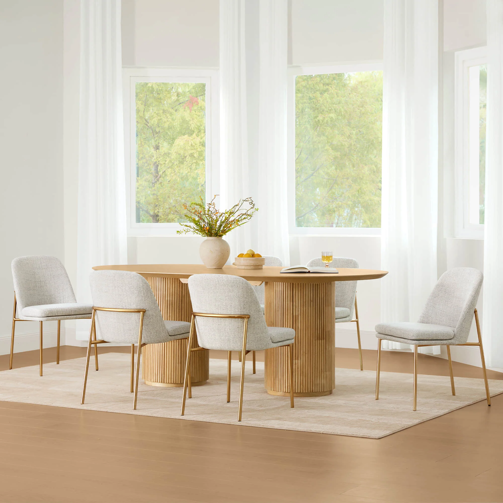 Coral Fluted Oval Wood Dining Table - Image 3