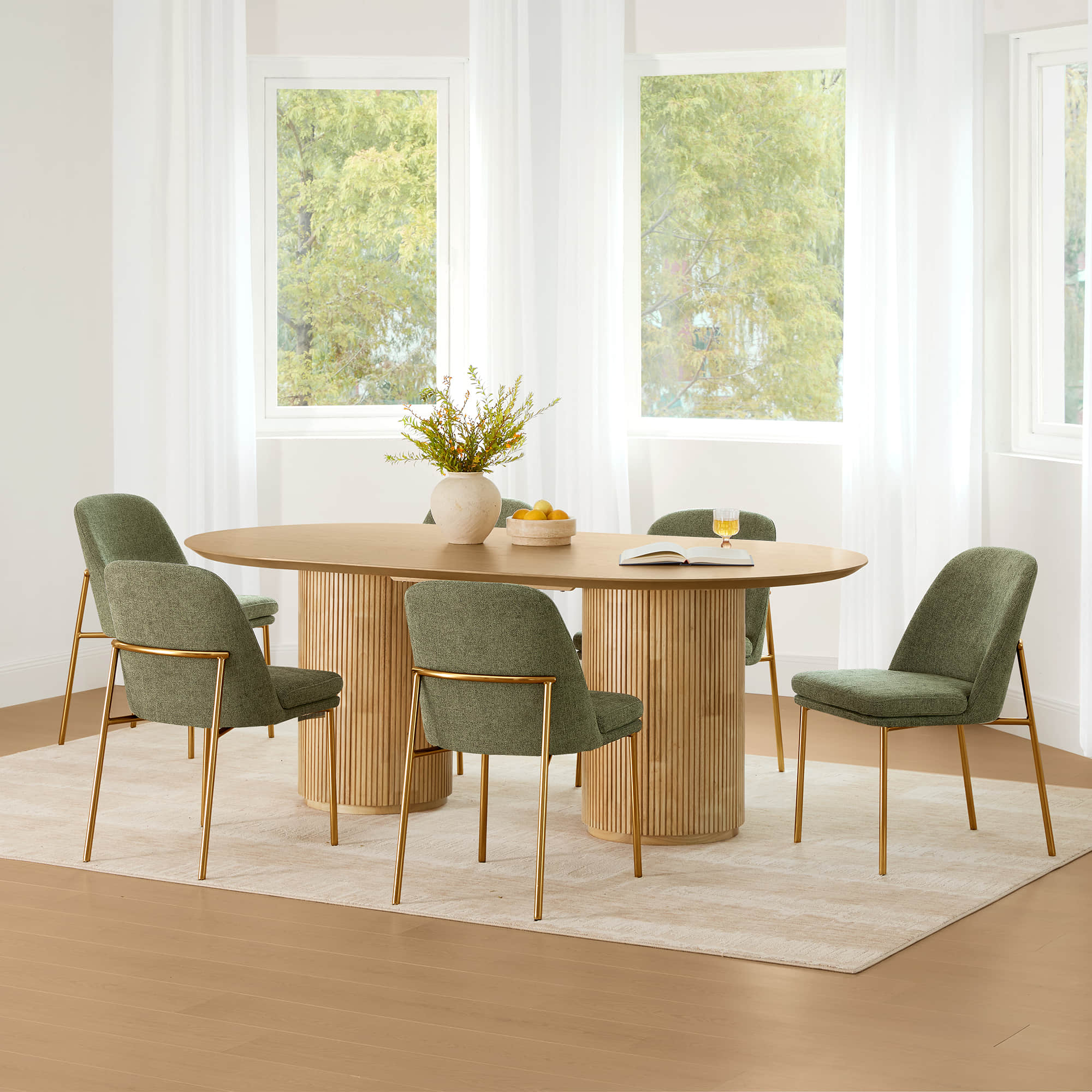 Coral Fluted Oval Wood Dining Table - Image 33