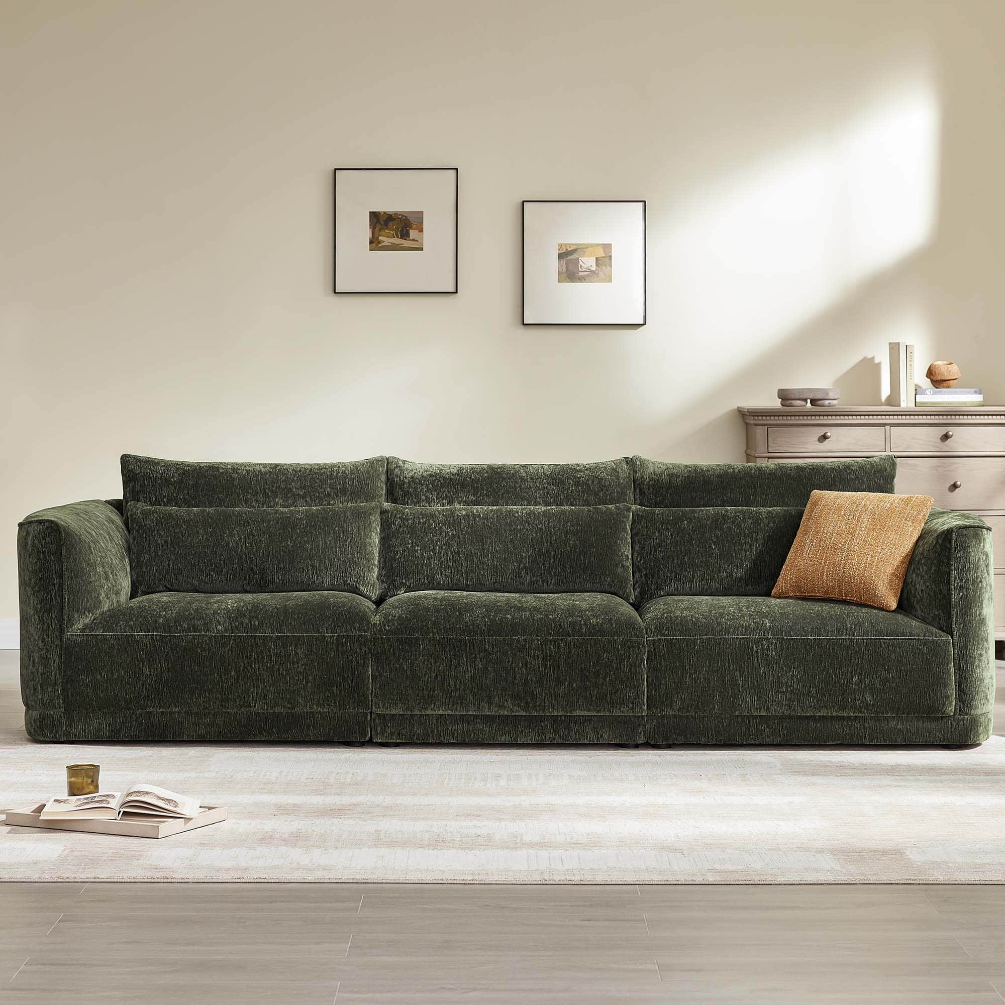 Daisy 3-Seat Modular Curved Chenille Sofa with Down-Filled Cushions - Image 4