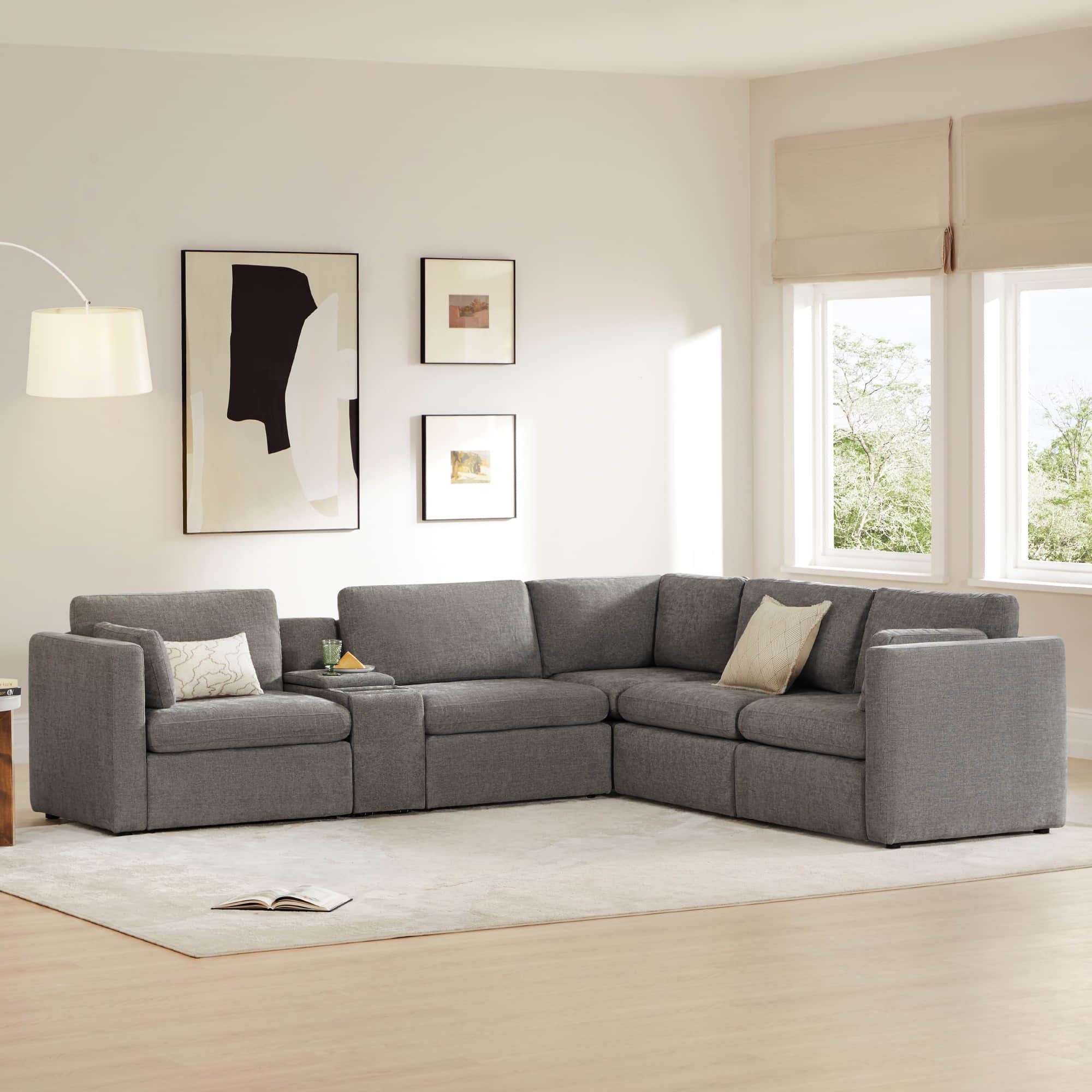 Delaney 5-Seat V Shaped Modular Sofa Chaise - Image 38