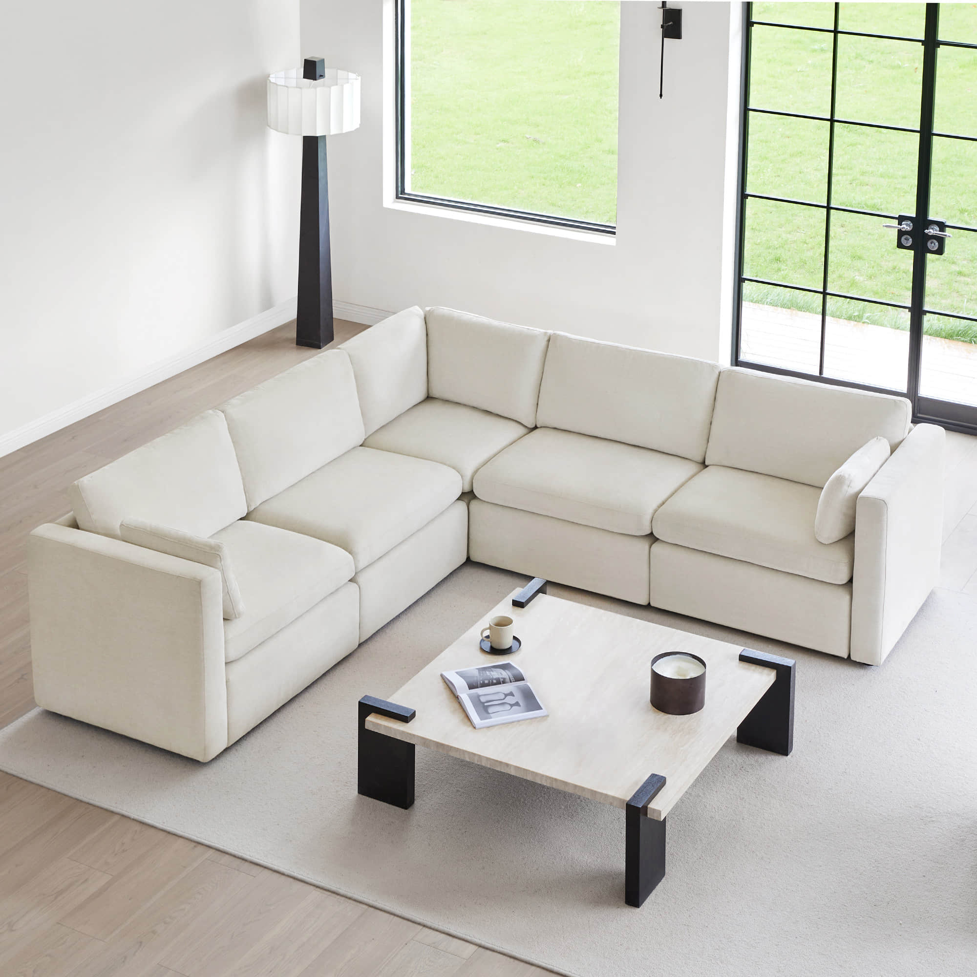 Delaney 5-Seat V Shaped Modular Sofa Chaise - Image 4