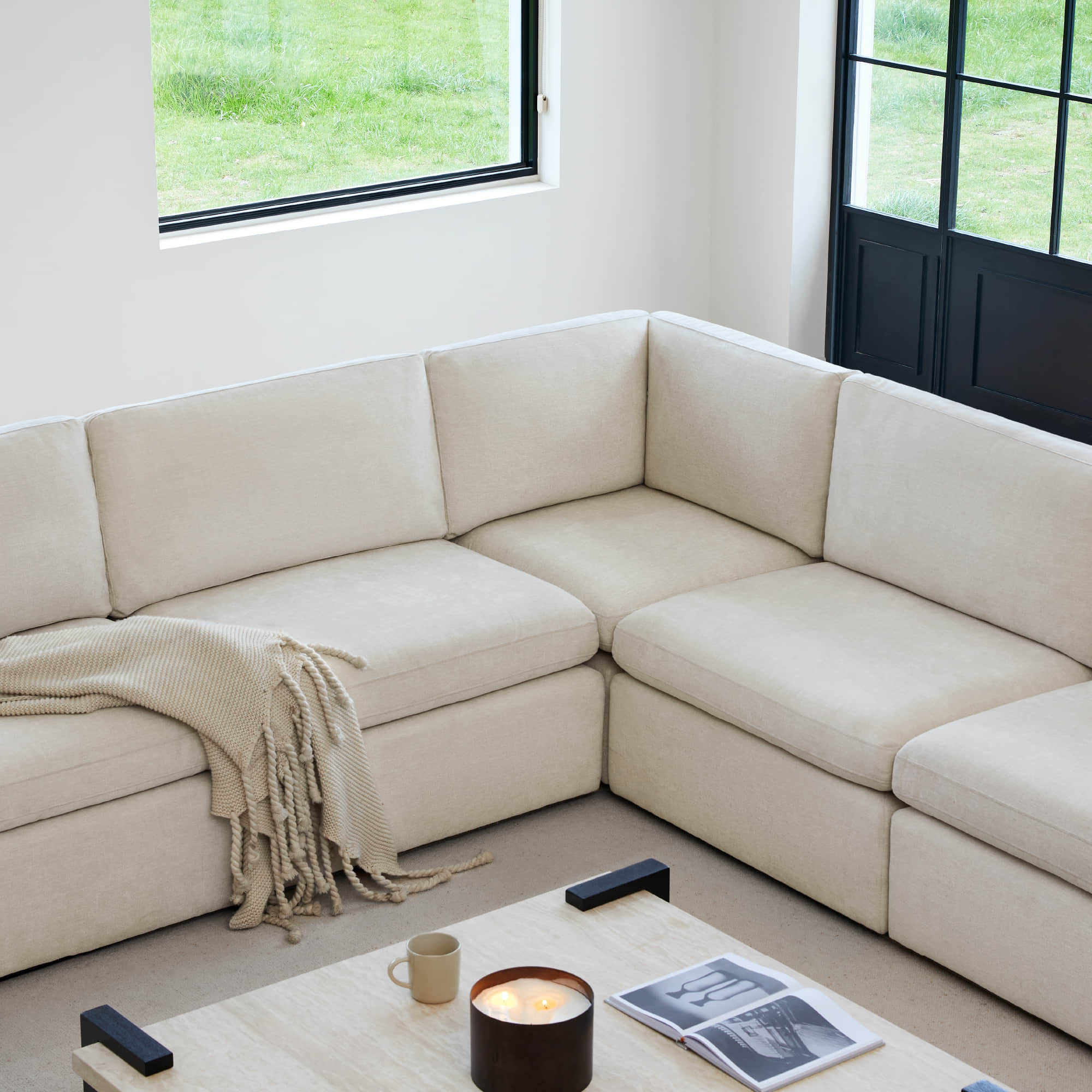 Delaney 5-Seat V Shaped Modular Sofa Chaise - Image 5