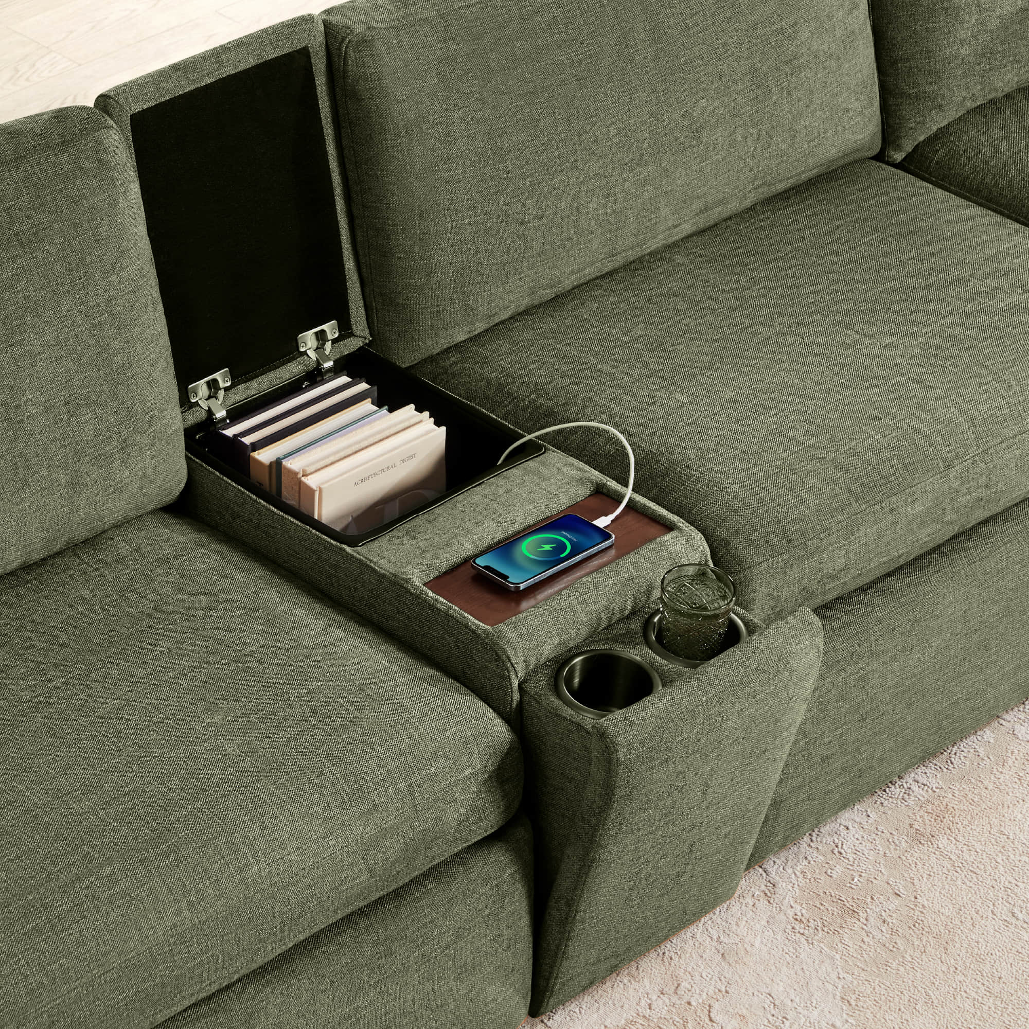Delaney 5-Seat Modular Sofa Chaise with Storage Ottomans - Image 74