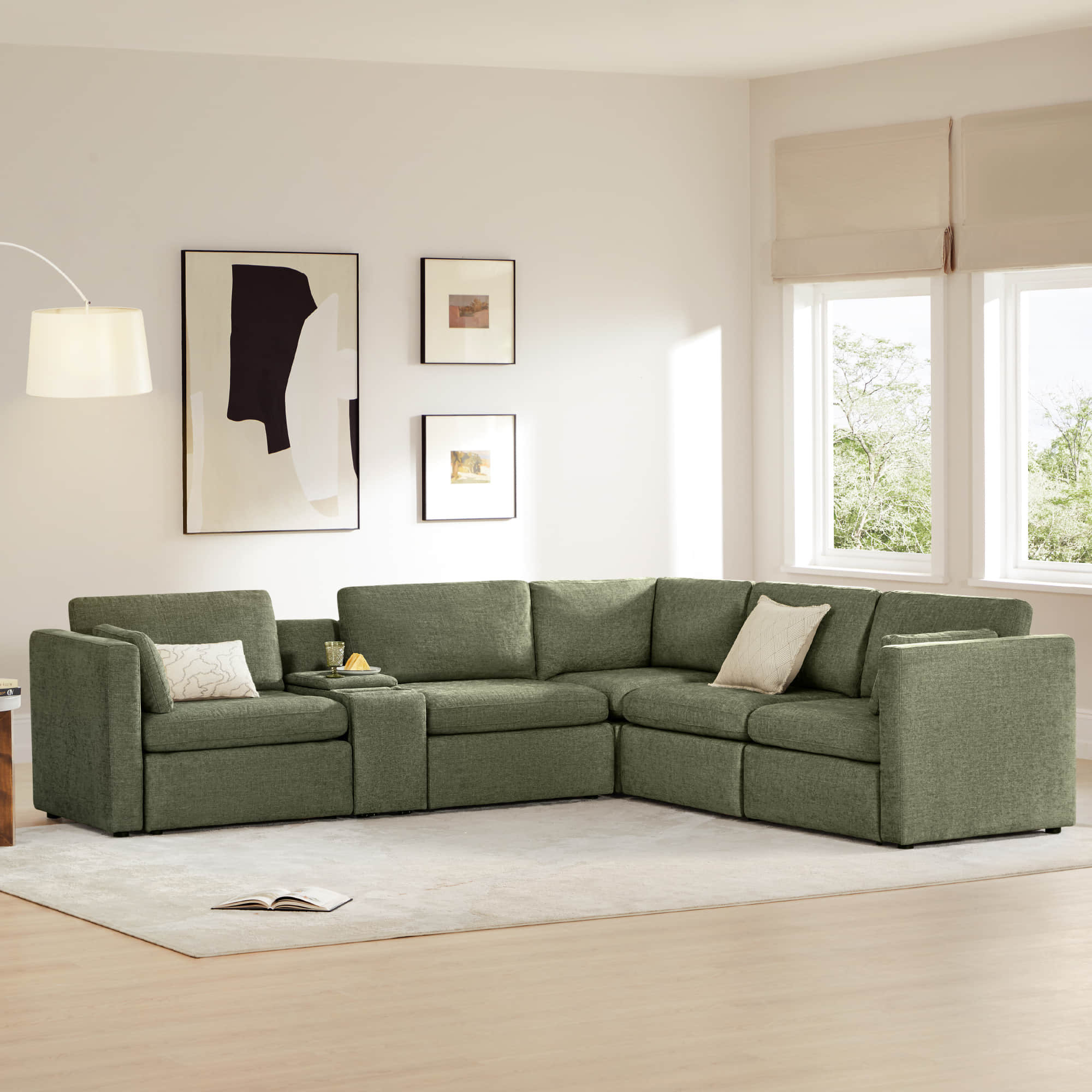 Delaney 5-Seat V Shaped Modular Sofa Chaise - Image 90