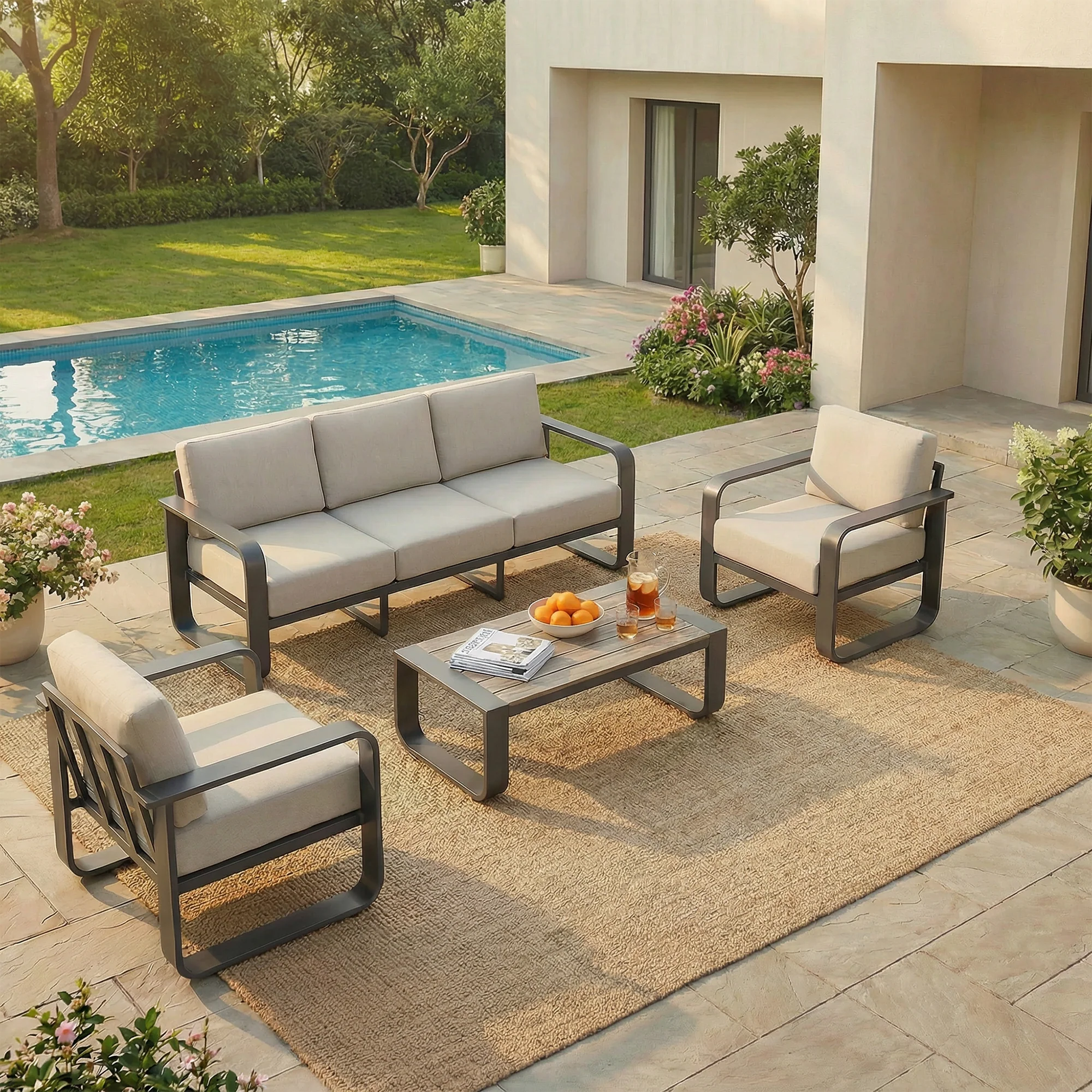 Dylan Modern 4-Piece Outdoor Patio Sofa Set - Image 65