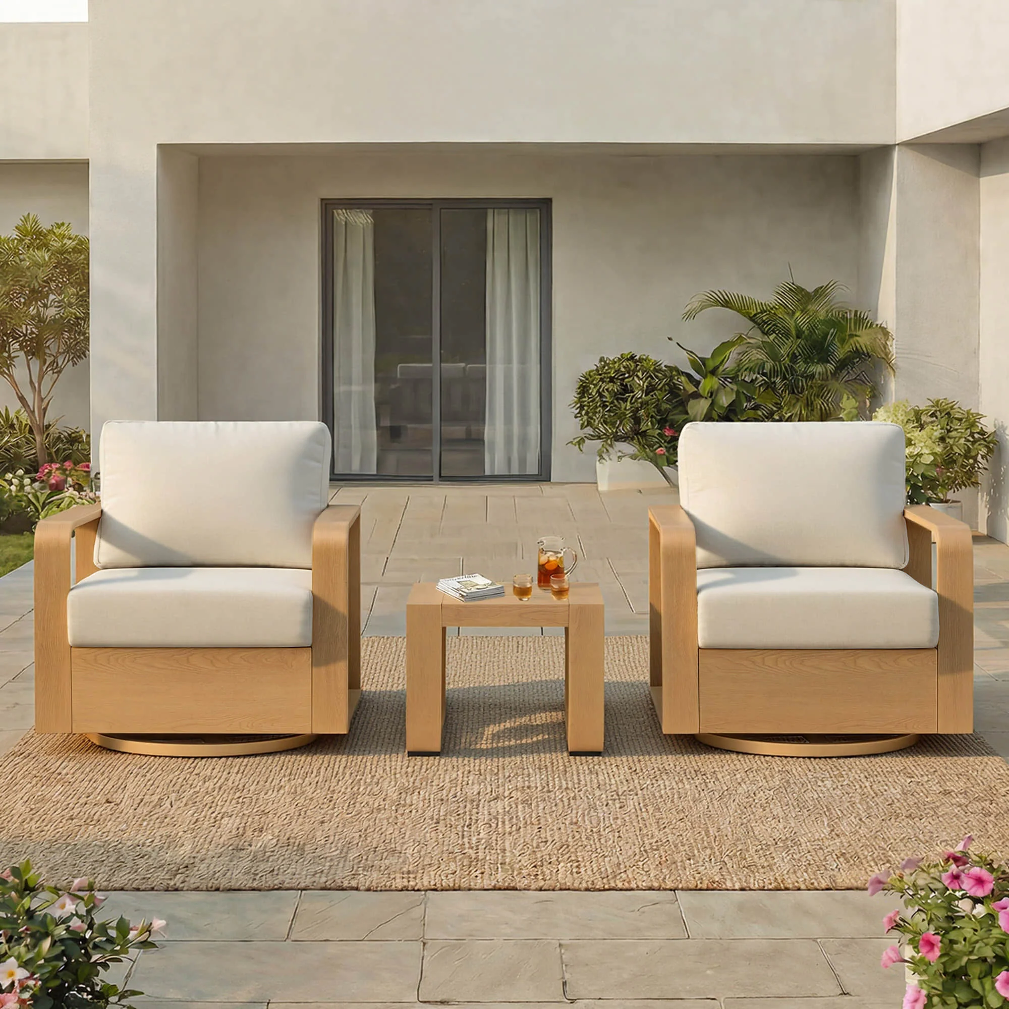 Dylan Modern Outdoor Swivel Patio Bistro Set - Image 3