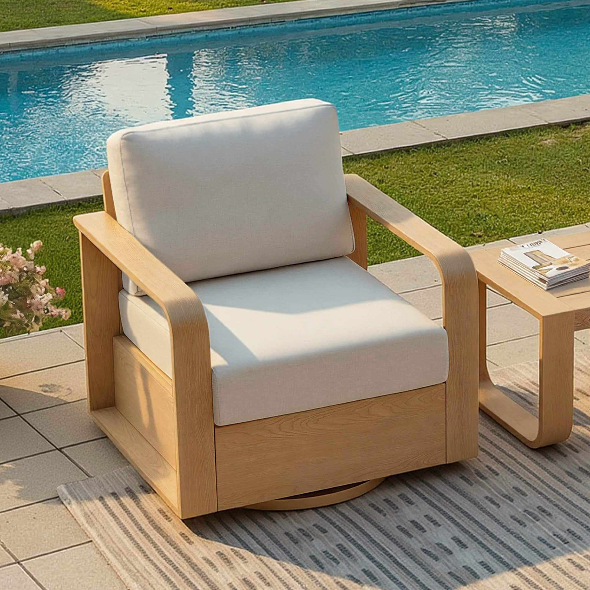 Dylan Modern Outdoor Swivel Patio Bistro Set - Image 5