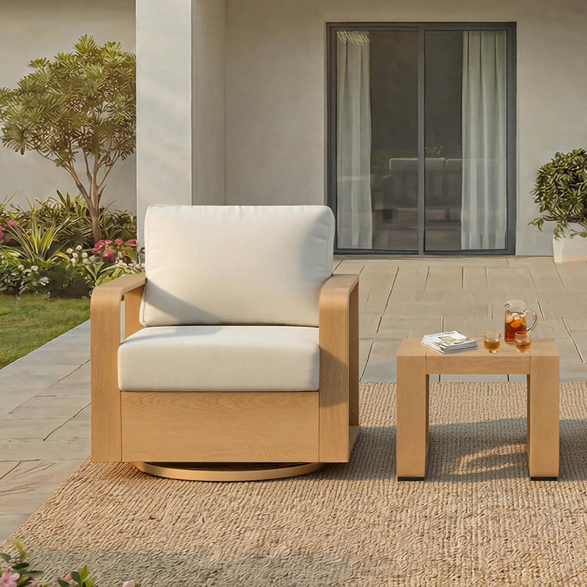 Dylan Modern Outdoor Swivel Patio Bistro Set - Image 7