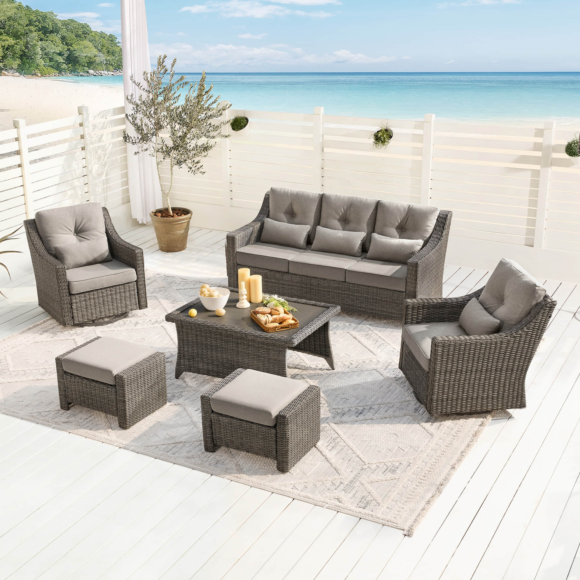 Elara Outdoor Rattan Sofa Set - 5 Seats - Image 53