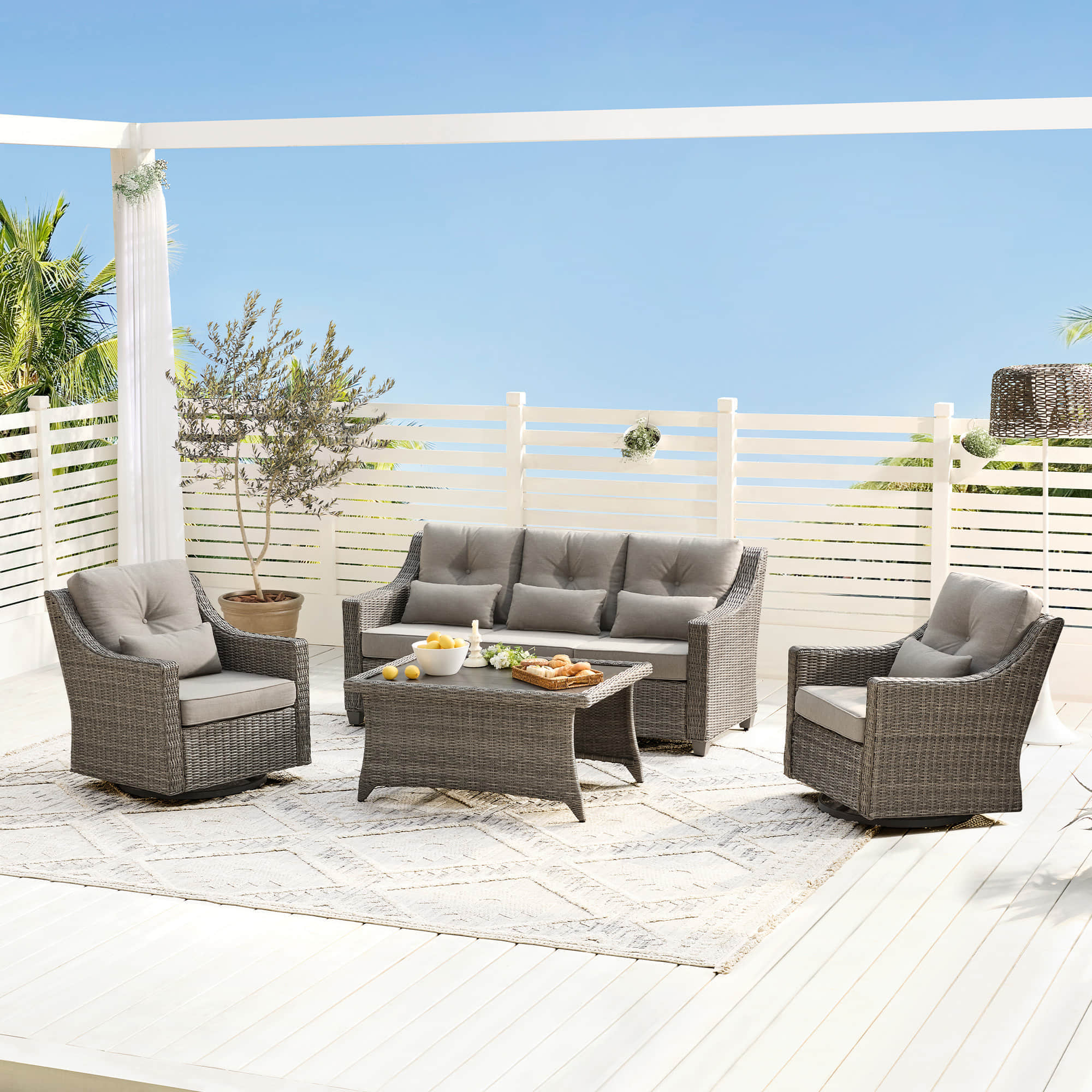 Elara Outdoor Rattan Sofa Set - 5 Seats - Image 56