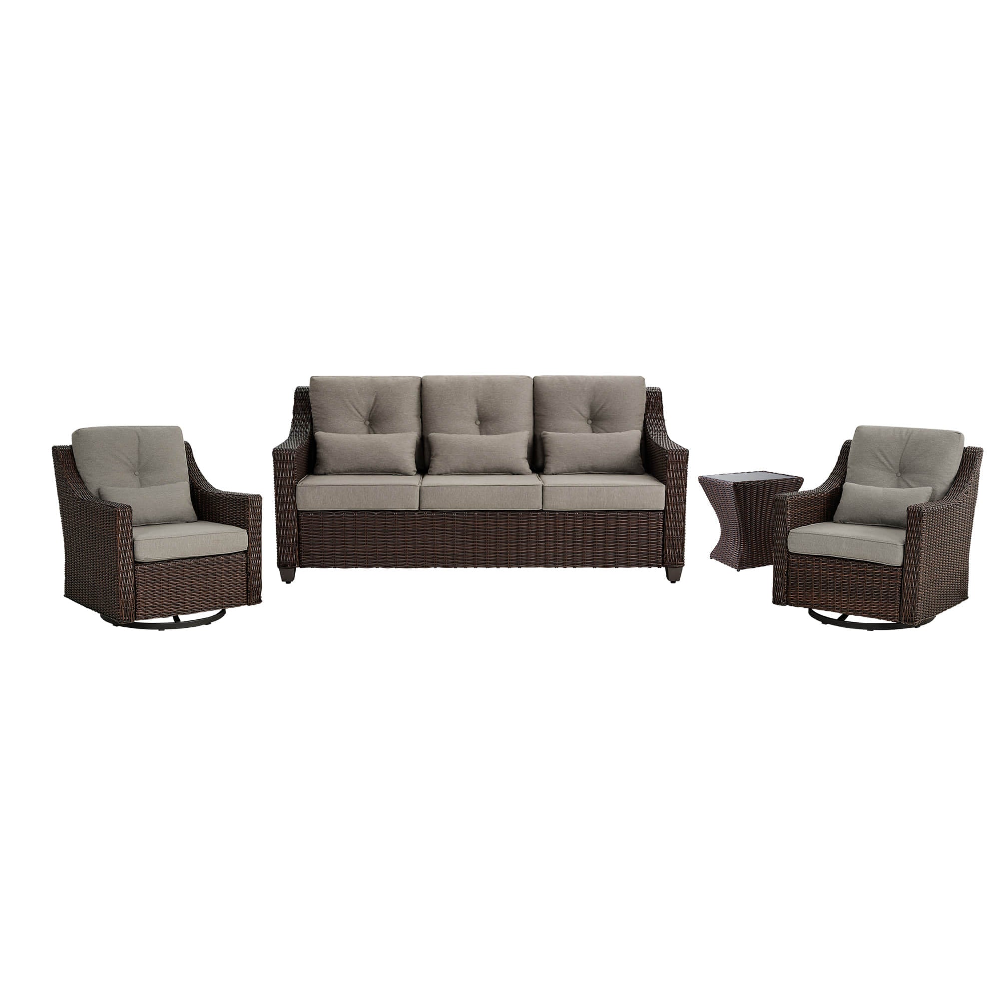 Elara Outdoor Rattan Sofa With Rocking Swivel Armchairs - 5 Seats - Image 52