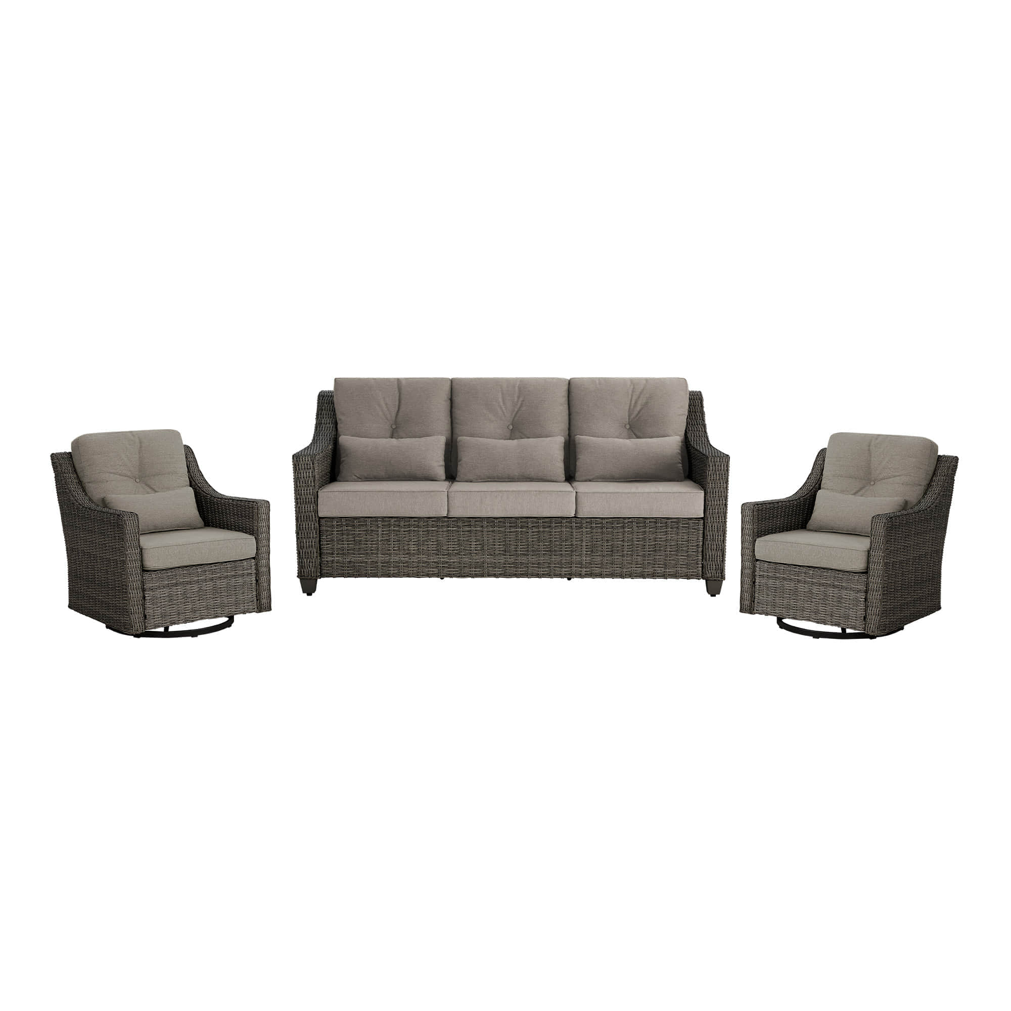 Elara Outdoor Rattan Sofa With Rocking Swivel Armchairs - 5 Seats - Image 58