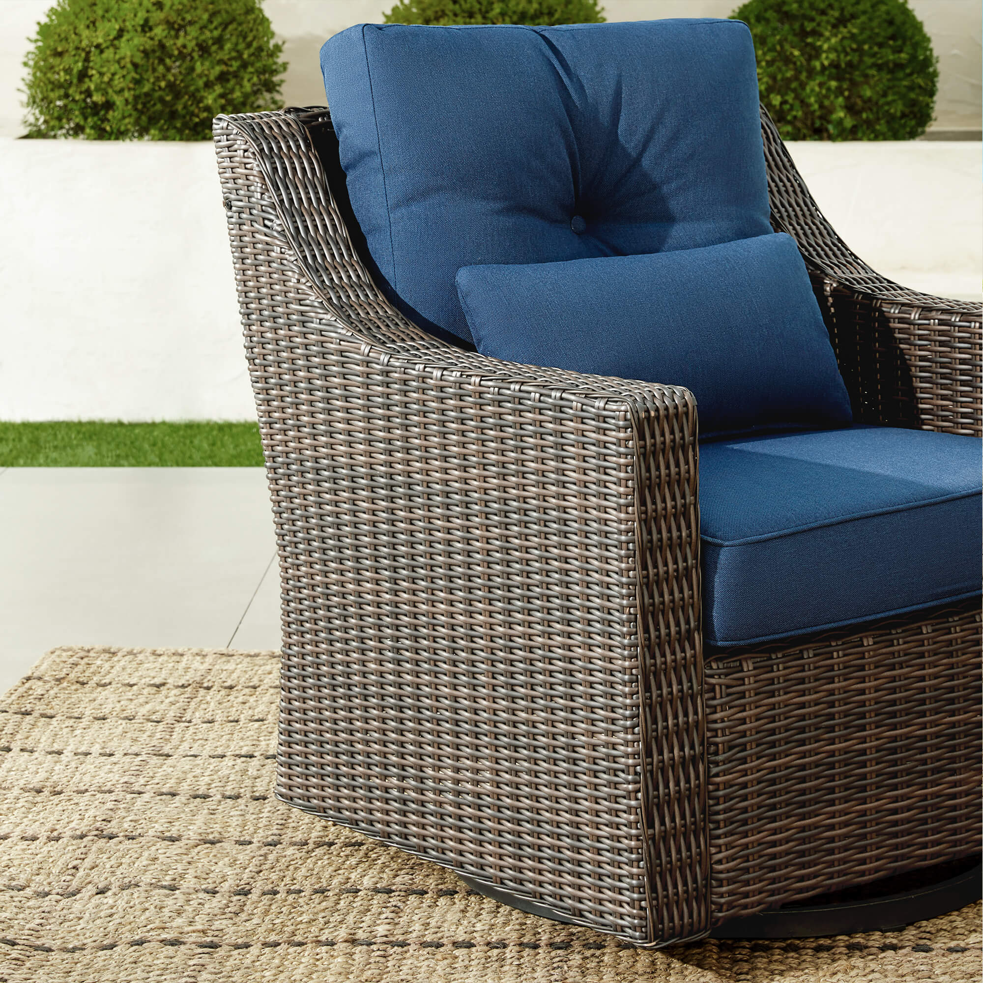 Elara Rattan Outdoor Rocking Swivel Accent Chair - Image 3
